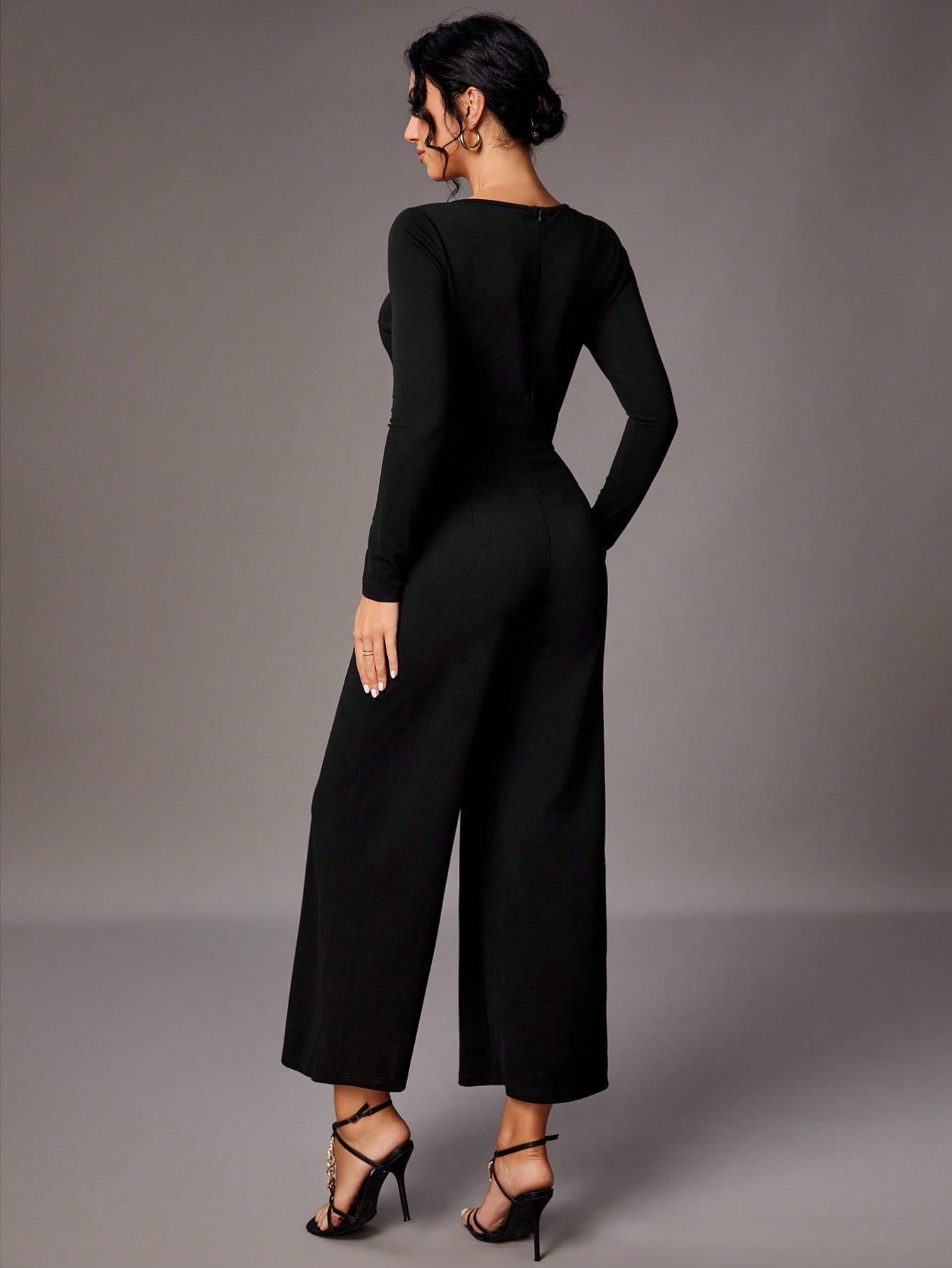 Tall Women'S Color Block Asymmetric Collar Jumpsuit