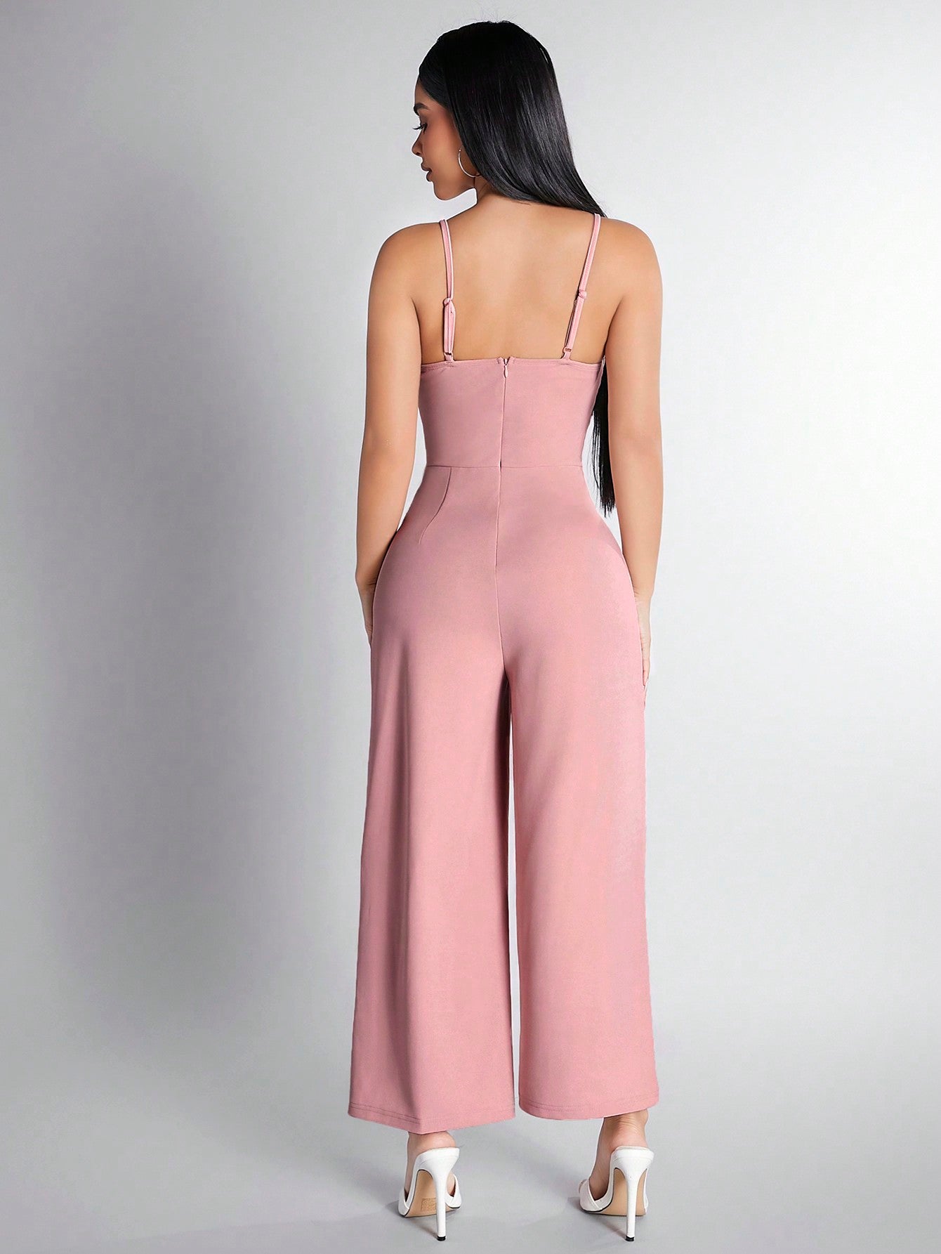 PETITE Knotted Detail Spaghetti Strap Wide Leg Jumpsuit