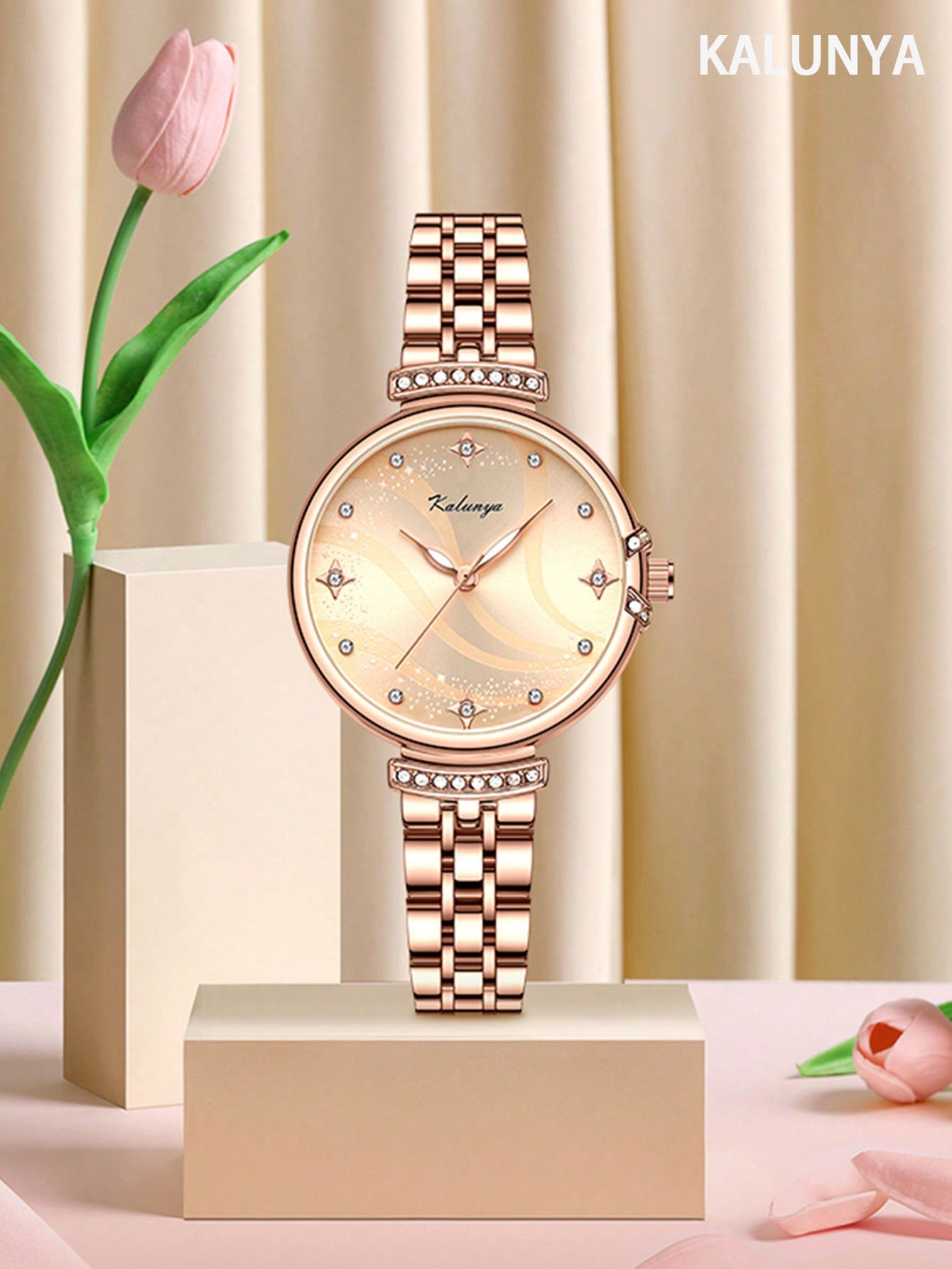 Fashionable Elegant Ladies' Waterproof Quartz Wrist Watch, Suitable For Daily Casual Wear