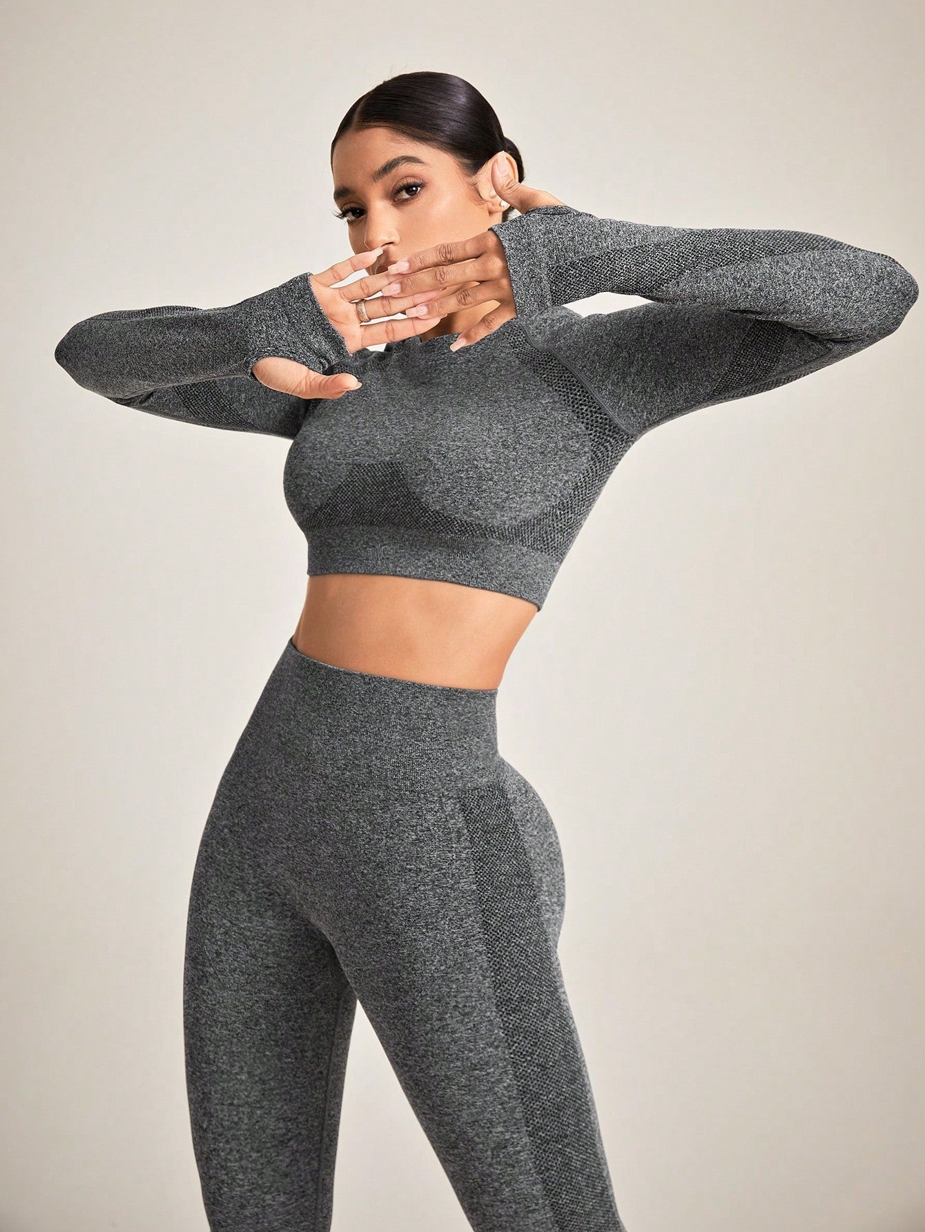 Women's Seamless Color Block Letter Printed Fitness Suit