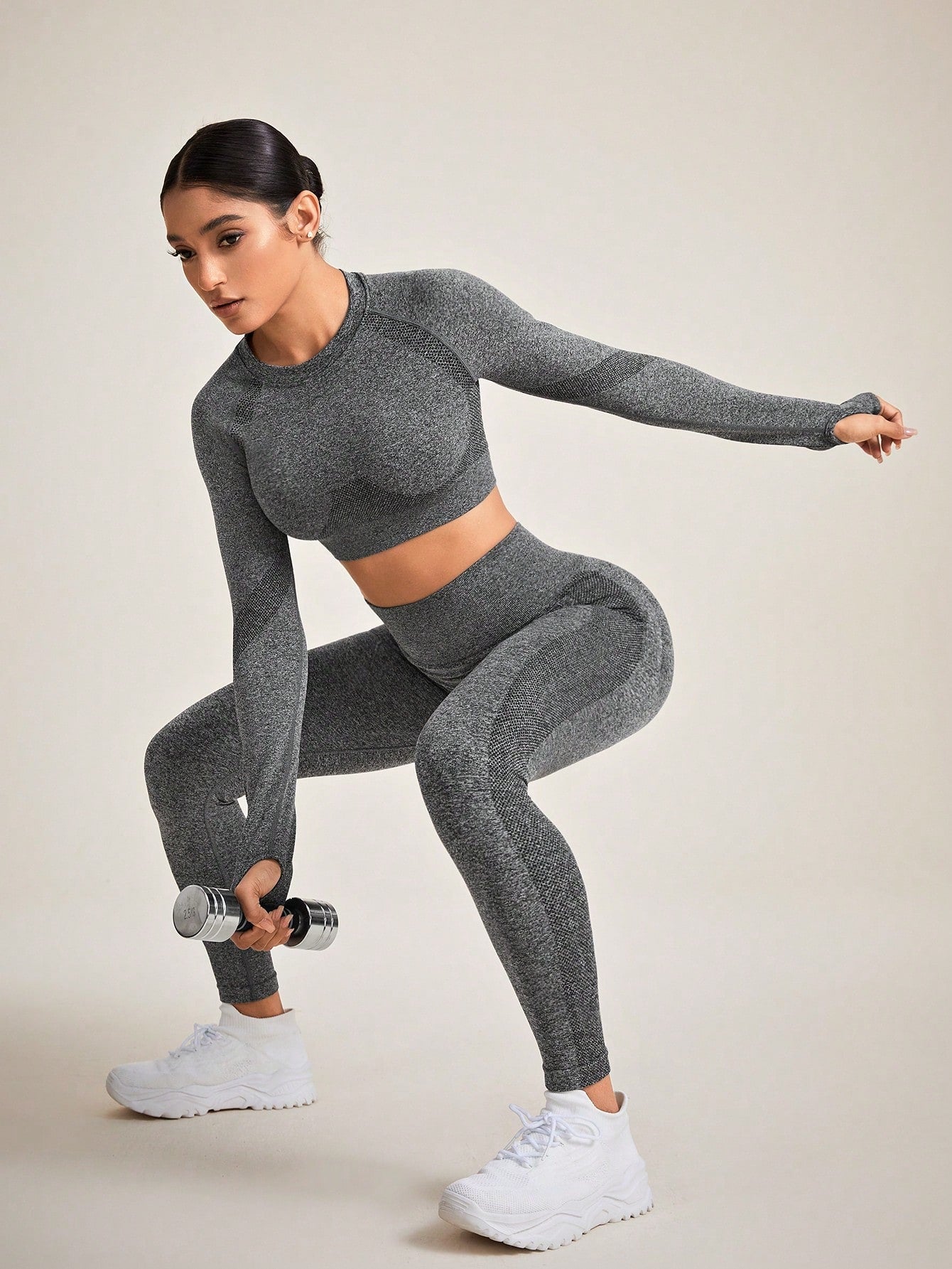 Women's Seamless Color Block Letter Printed Fitness Suit