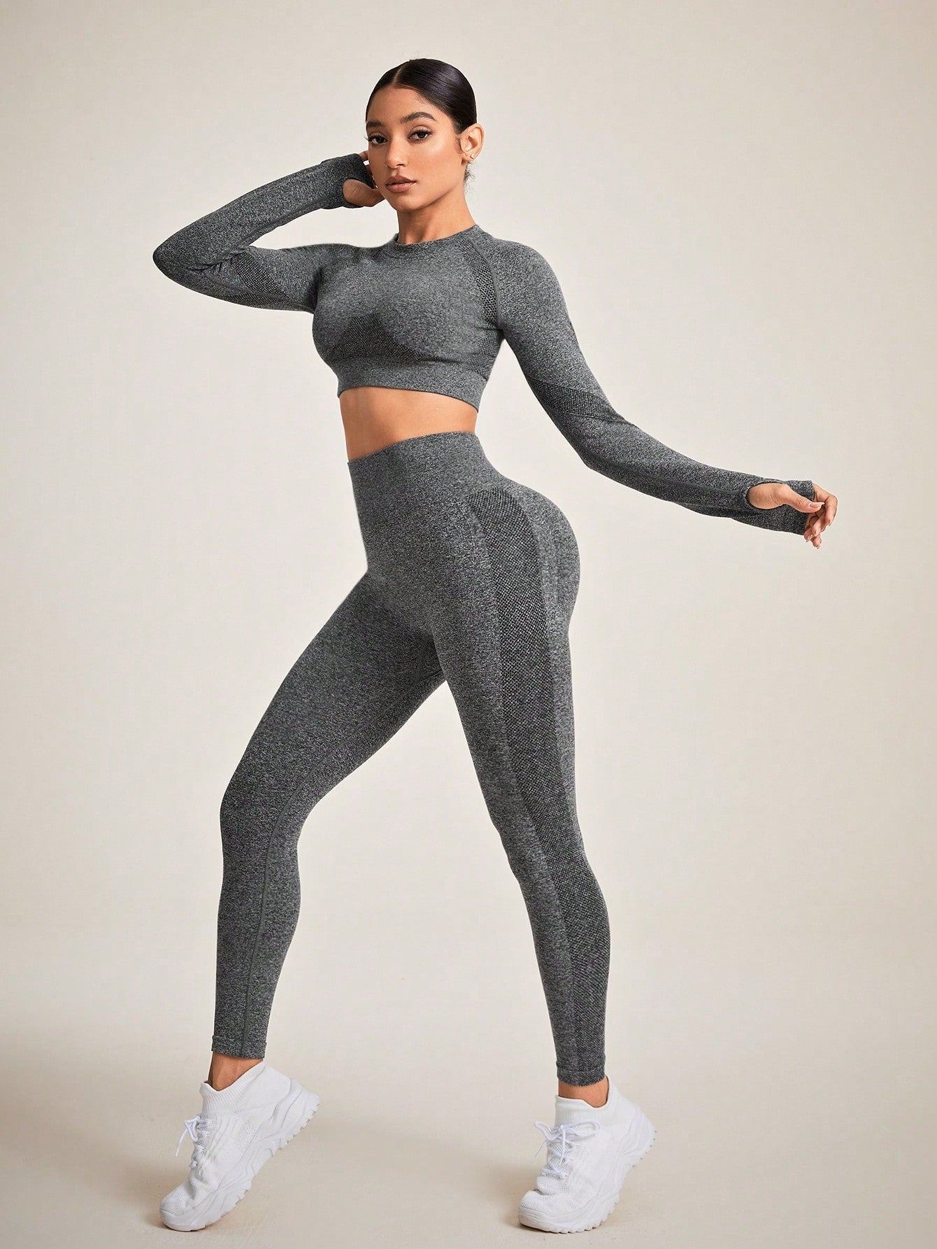 Women's Seamless Color Block Letter Printed Fitness Suit