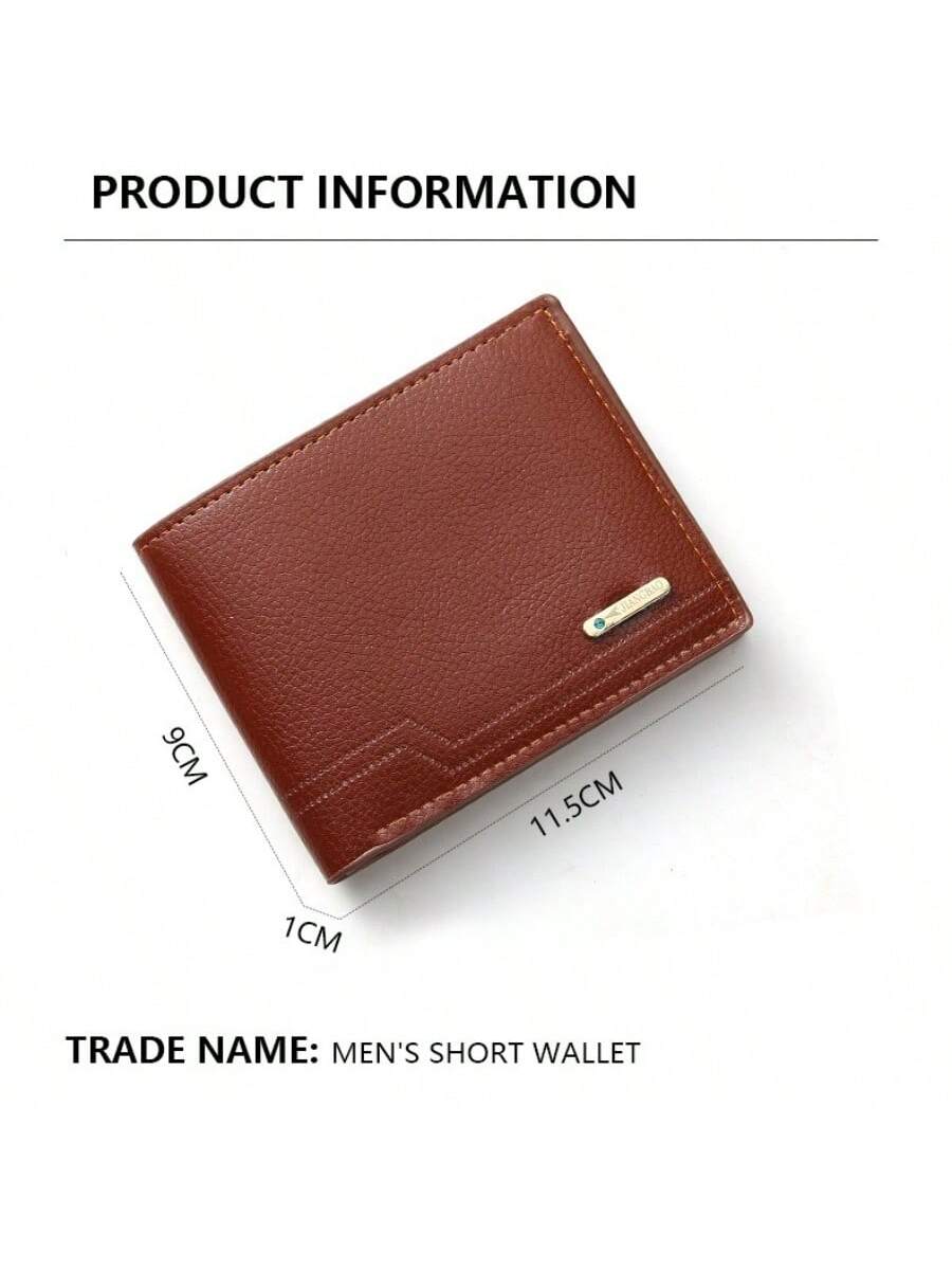 1pcs Men'S Short Wallet Premium Youth Litchi Pattern Zipper Coin Wallet For Boyfriend Gift