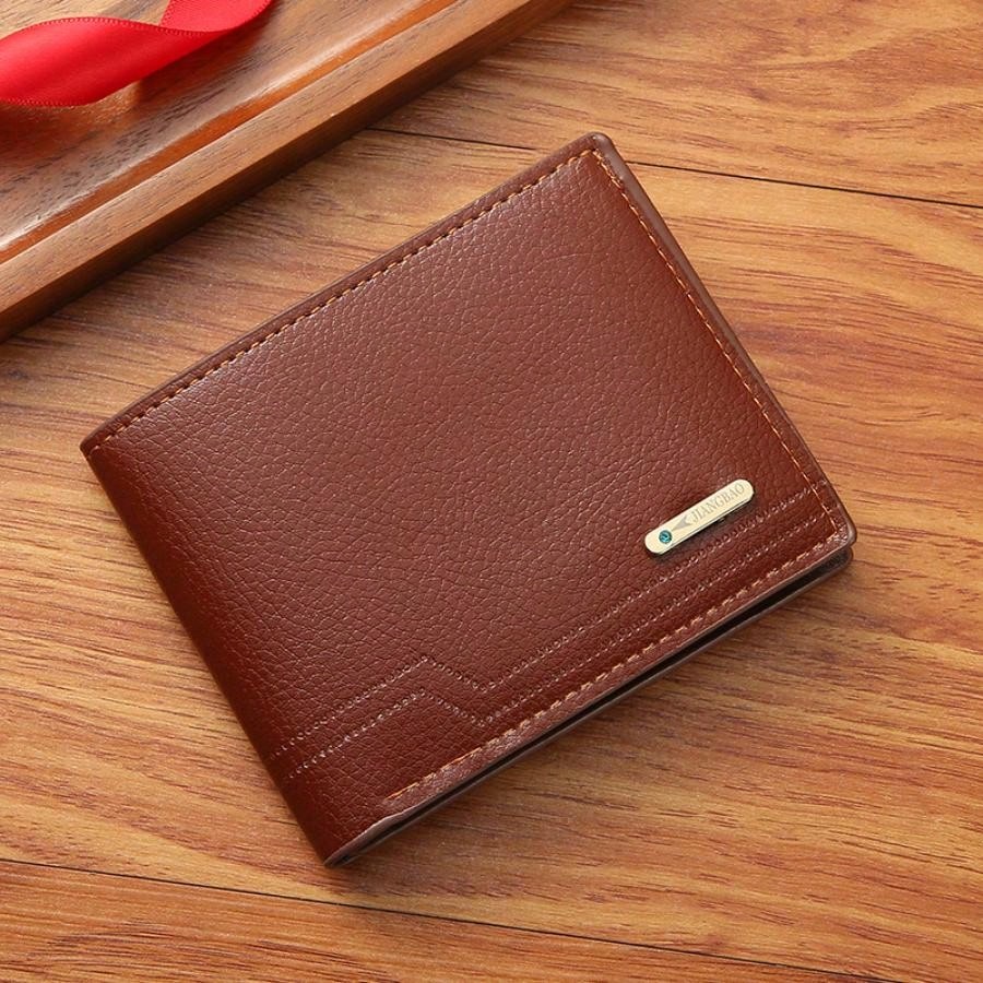 1pcs Men'S Short Wallet Premium Youth Litchi Pattern Zipper Coin Wallet For Boyfriend Gift