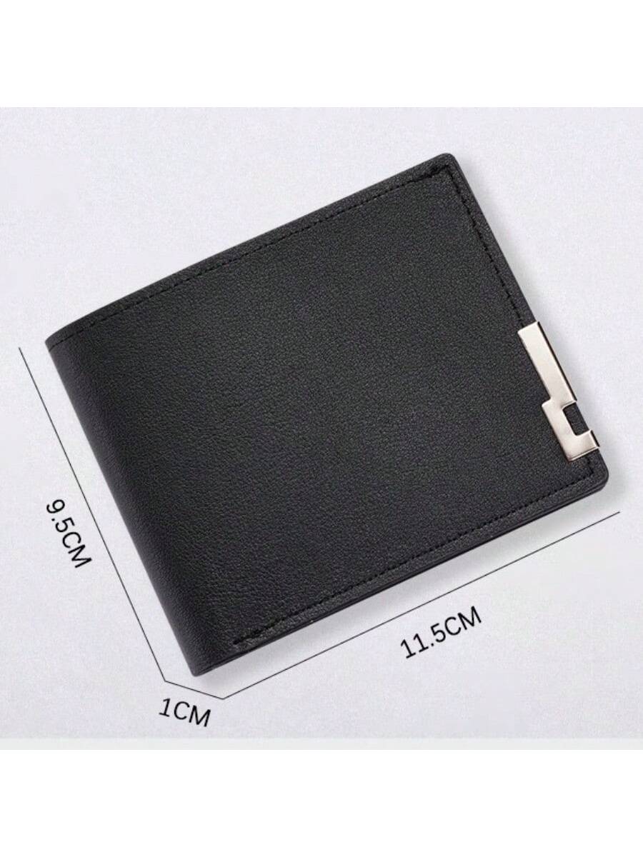 1pcs Men'S Short Wallet Premium Youth Litchi Pattern Zipper Coin Wallet For Boyfriend Gift