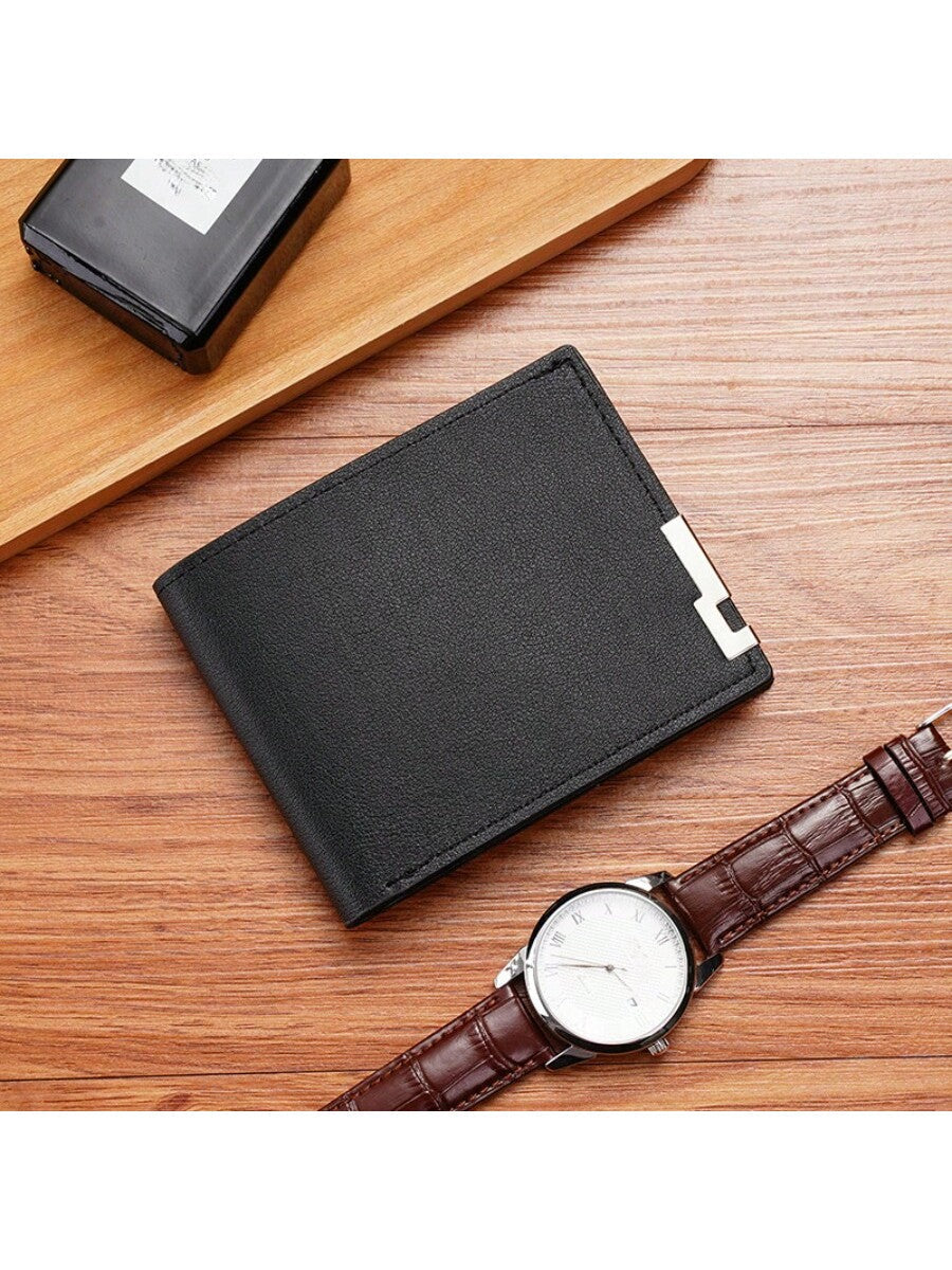 1pcs Men'S Short Wallet Premium Youth Litchi Pattern Zipper Coin Wallet For Boyfriend Gift