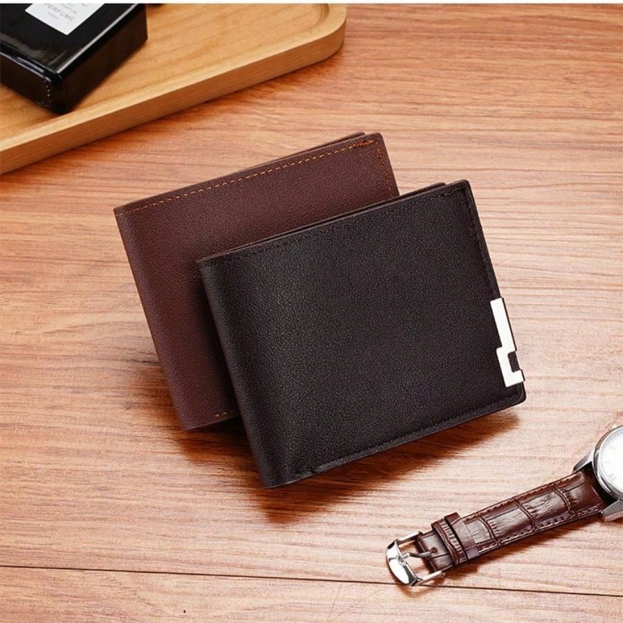 1pcs Men'S Short Wallet Premium Youth Litchi Pattern Zipper Coin Wallet For Boyfriend Gift