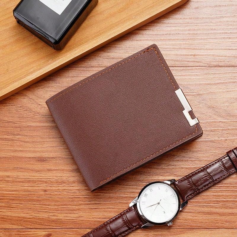 1pcs Men'S Short Wallet Premium Youth Litchi Pattern Zipper Coin Wallet For Boyfriend Gift