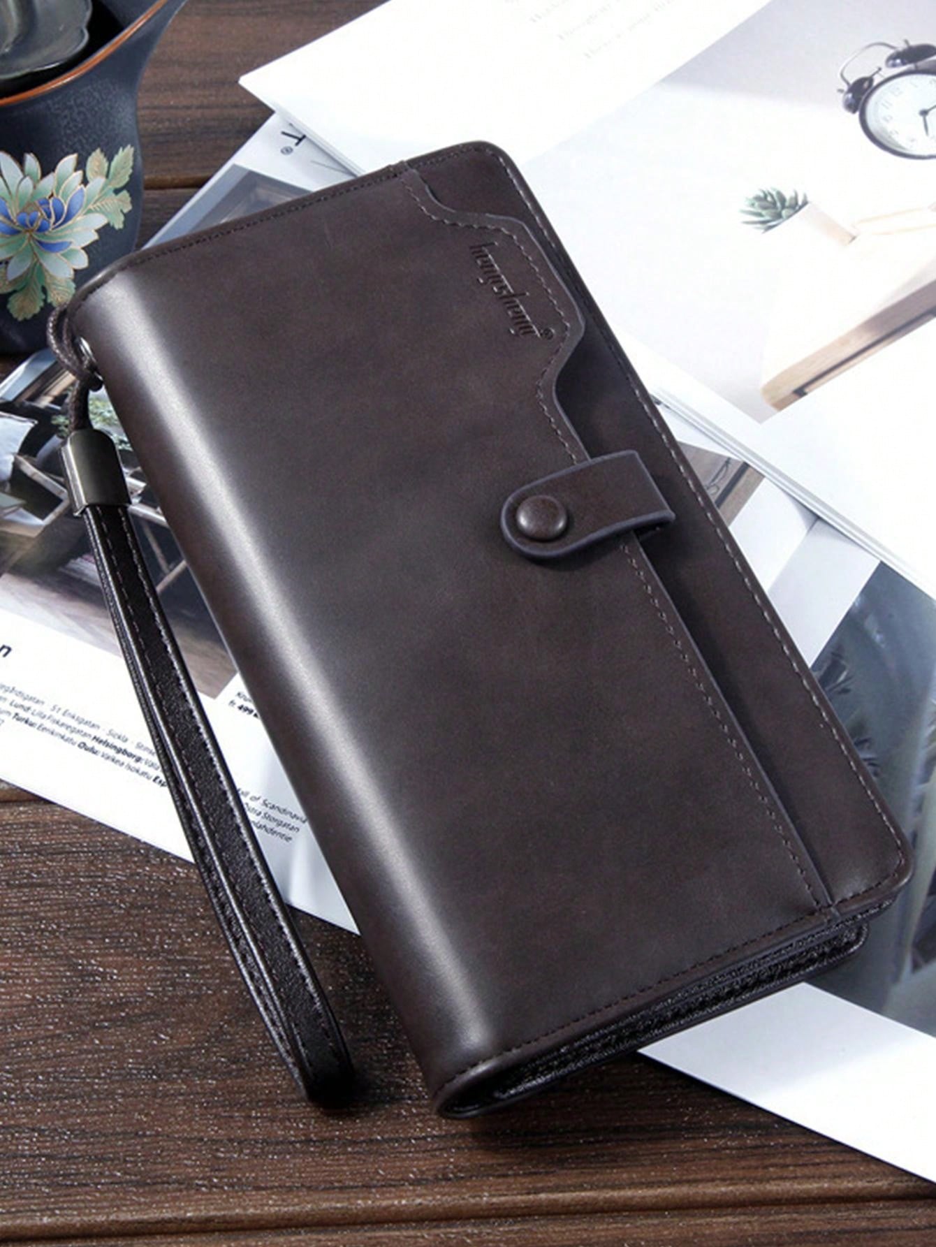 1 Men'S Fashion Business Long Clutch Multi-Card Slot Inner Zipper Multi-Functional Clip Wallet Clutch Wallet Men'S Wallet