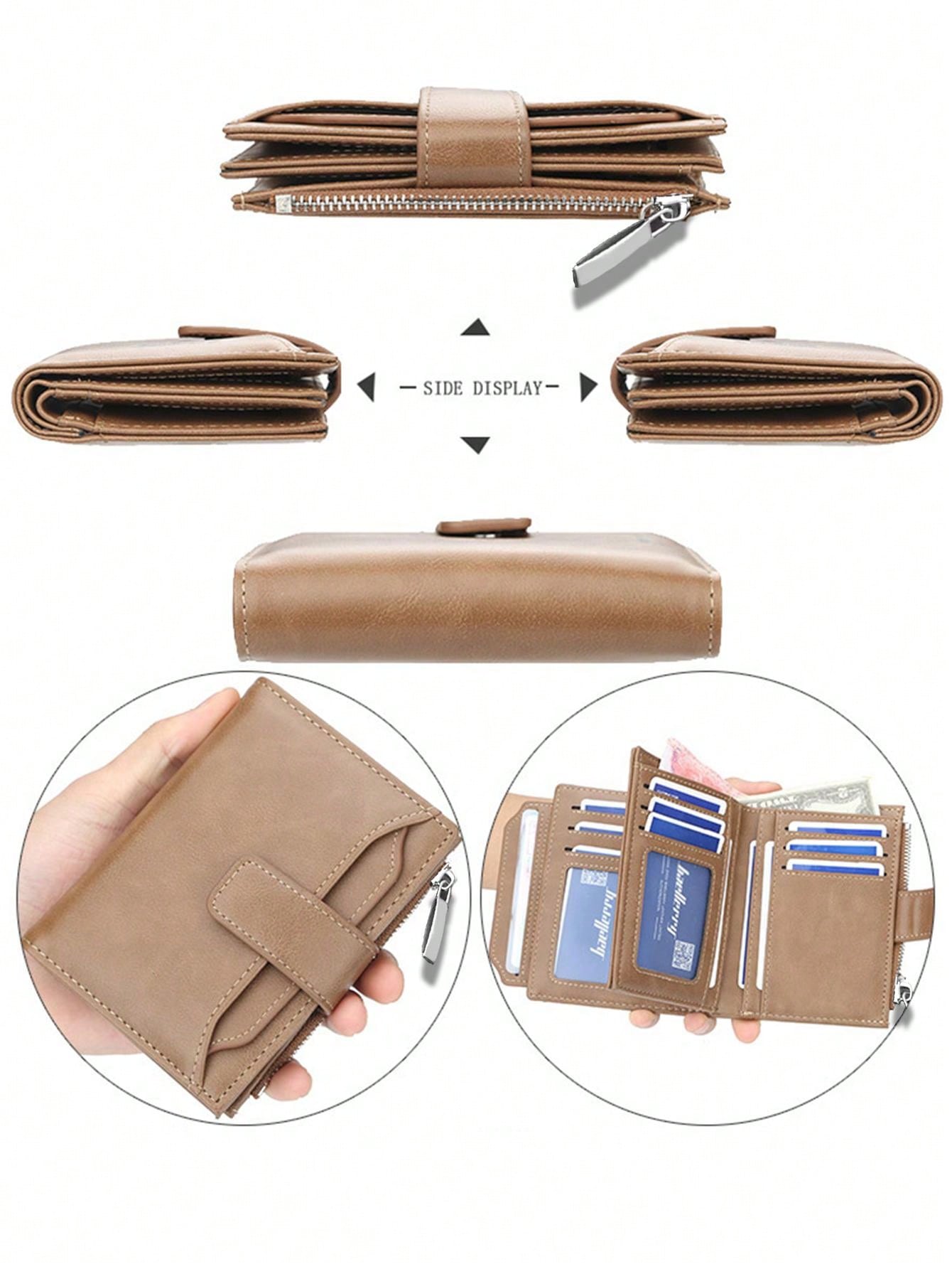 1 Men's Personalized Trendy Business Vertical Style Multi-card Slot Inner Zipper Multifunctional Brown Wallet