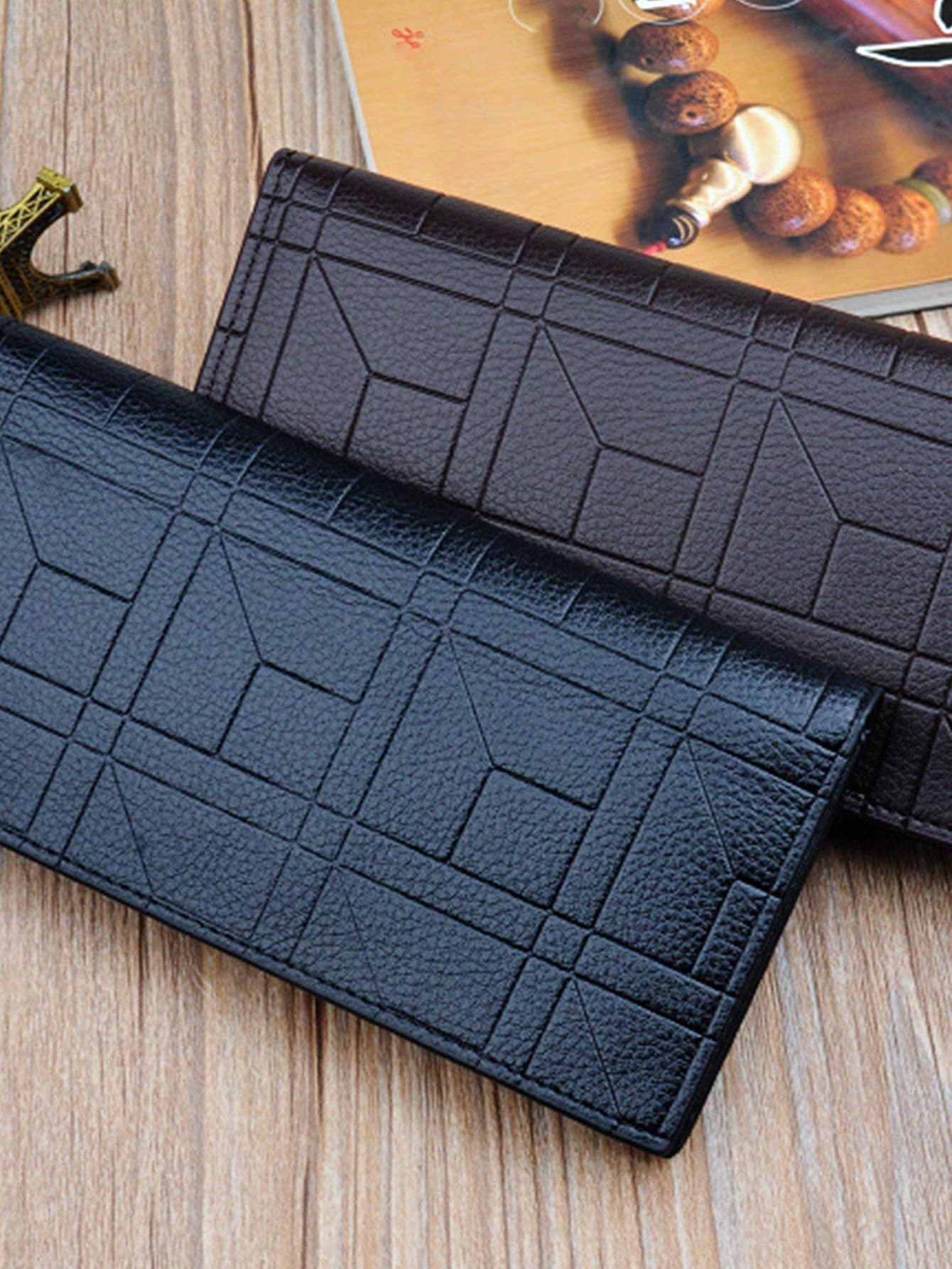 1pc Men'S New Fashion Long Wallet With Embossed Pattern, Vertical Open Suit Packet, Large Capacity And Soft Leather Design