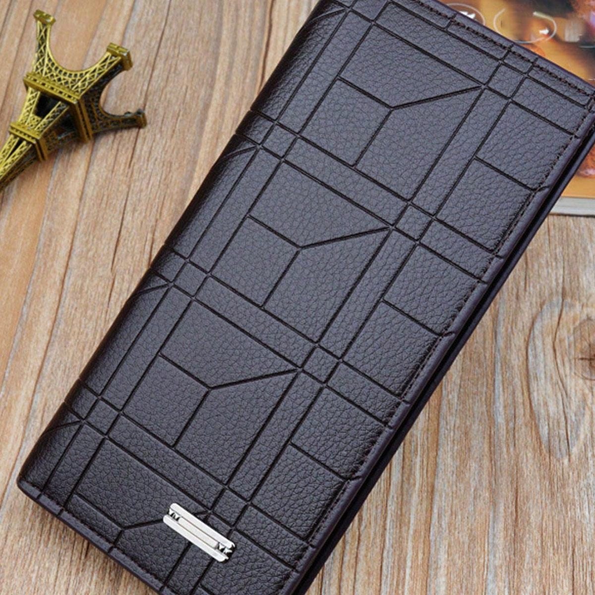 1pc Men'S New Fashion Long Wallet With Embossed Pattern, Vertical Open Suit Packet, Large Capacity And Soft Leather Design