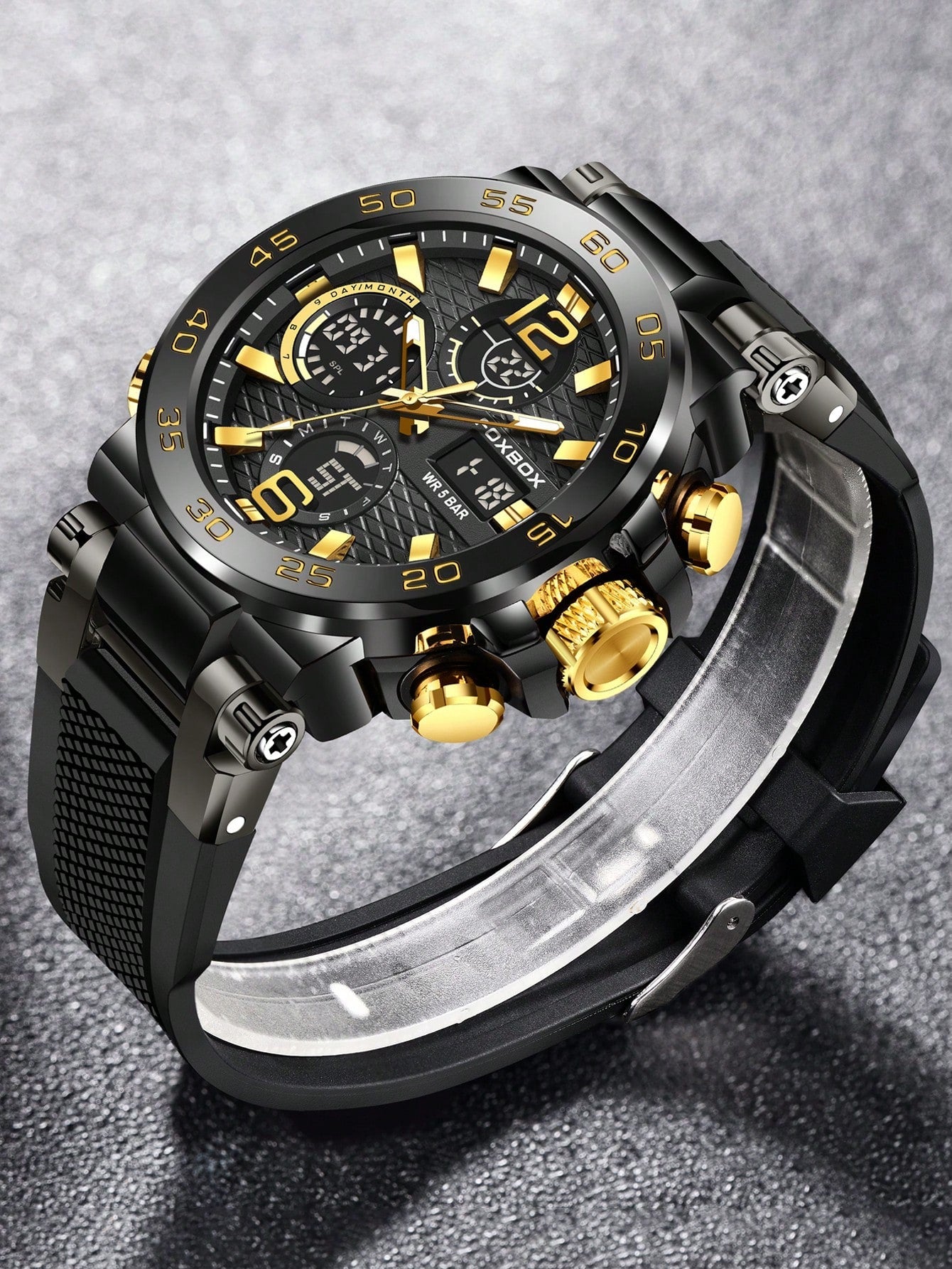 Fb0033 Fashion Round Dial Dual Display Men's Electronic Watch