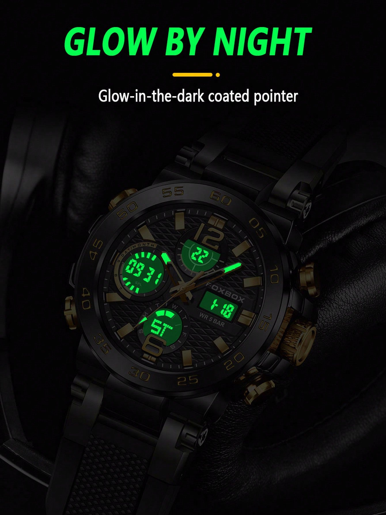 Fb0033 Fashion Round Dial Dual Display Men's Electronic Watch