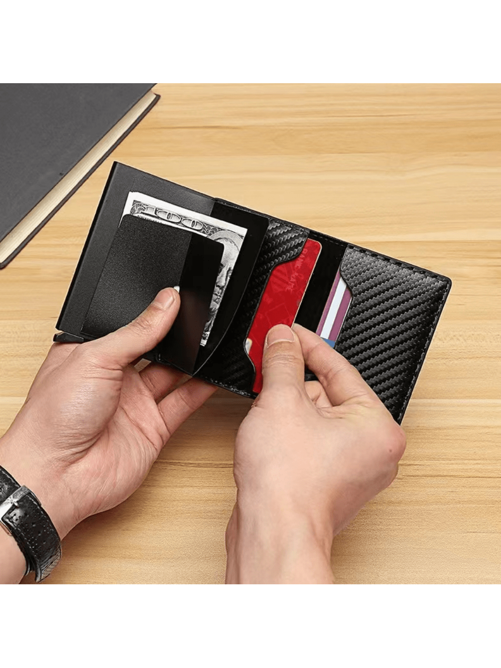 Minimalist Men's Ultra-thin Metal Wallet With Pop-up Credit Card Holder And Detachable Money Clip