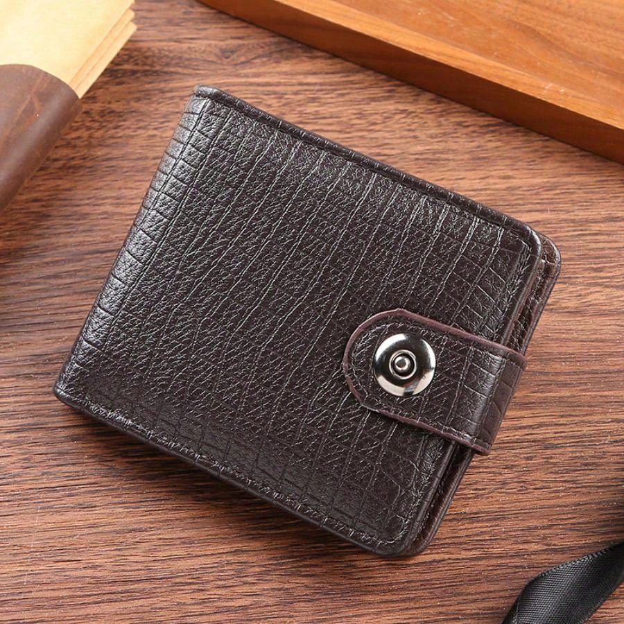 1pc Gift Men'S Business Men'S Retro Short Wallet Solid Loose Leaf Coin Bag Small Wallet Large Capacity File Bag Card Wallet