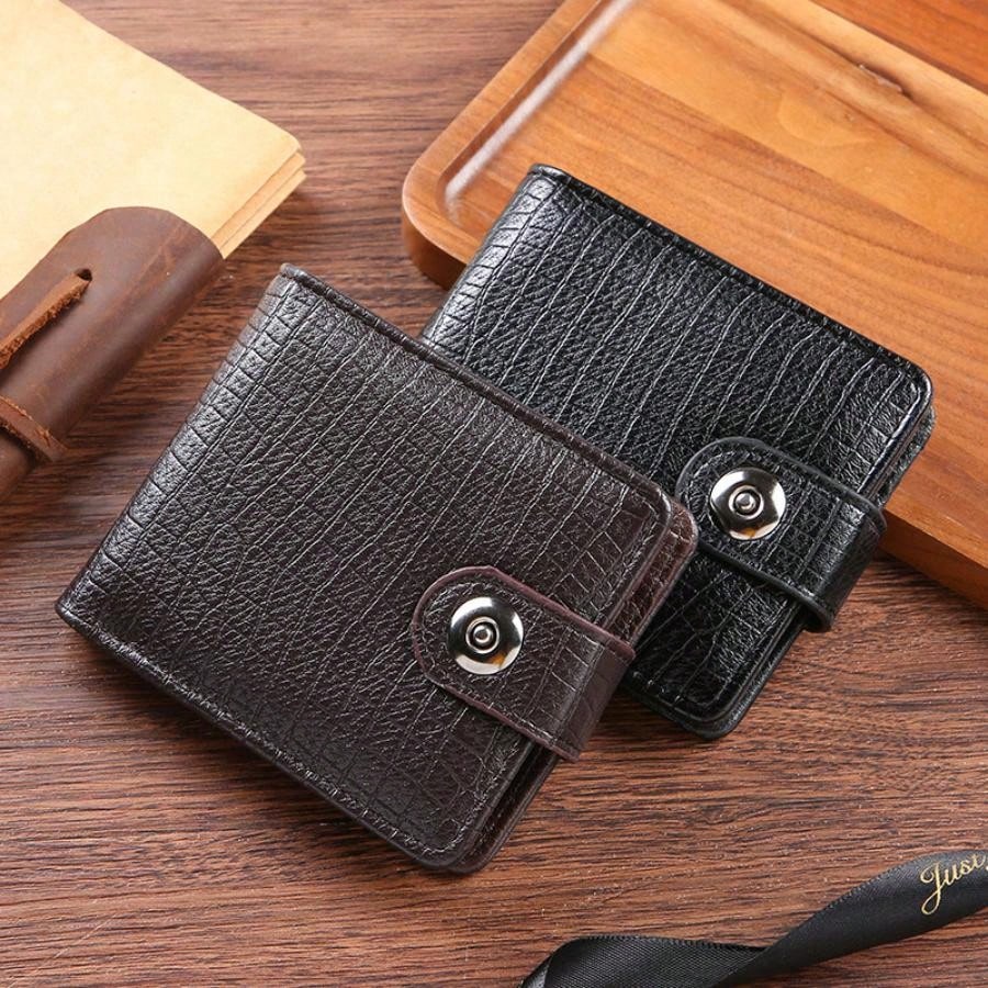 1pc Gift Men'S Business Men'S Retro Short Wallet Solid Loose Leaf Coin Bag Small Wallet Large Capacity File Bag Card Wallet