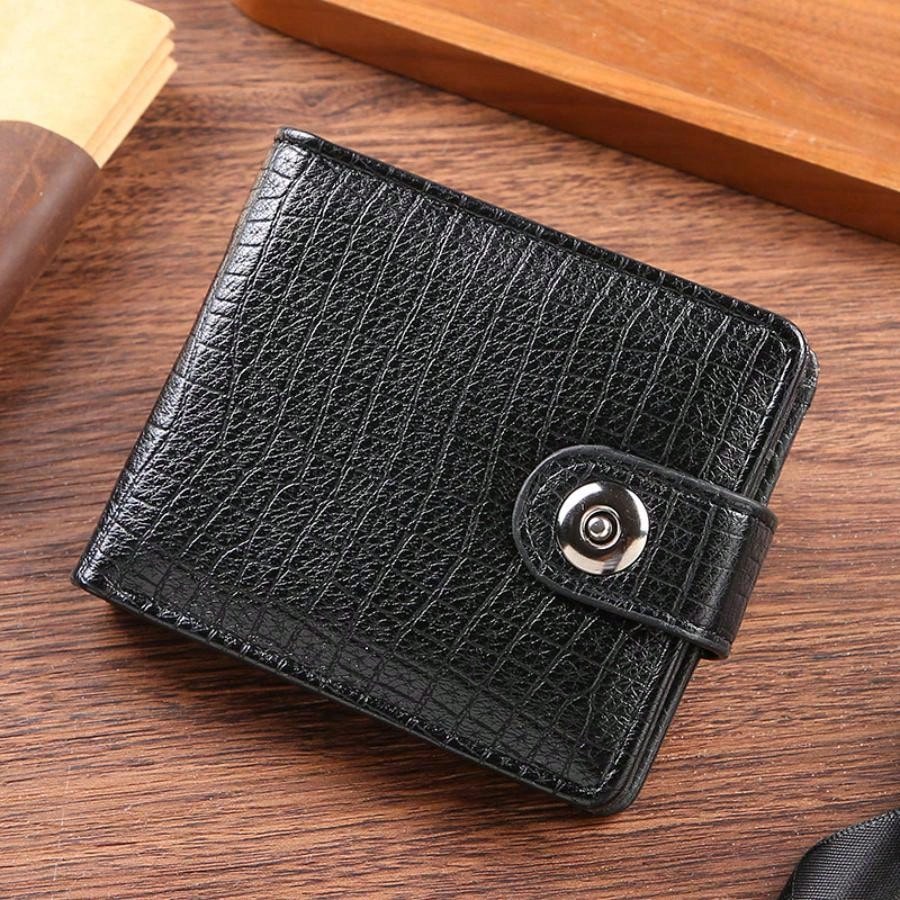 1pc Gift Men'S Business Men'S Retro Short Wallet Solid Loose Leaf Coin Bag Small Wallet Large Capacity File Bag Card Wallet