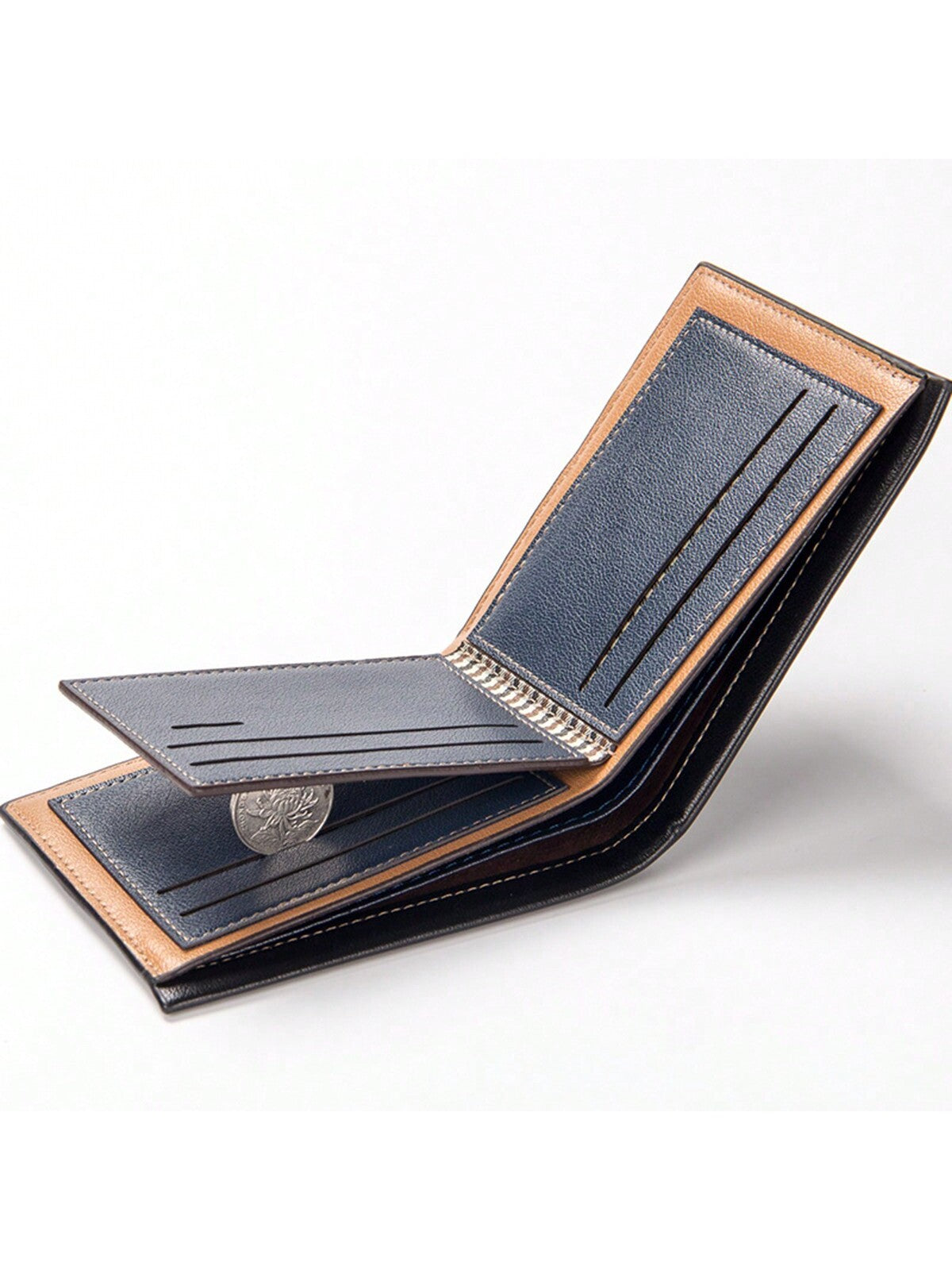 1pc Casual Men'S Short Embossed Wallet With Creative Thin Design