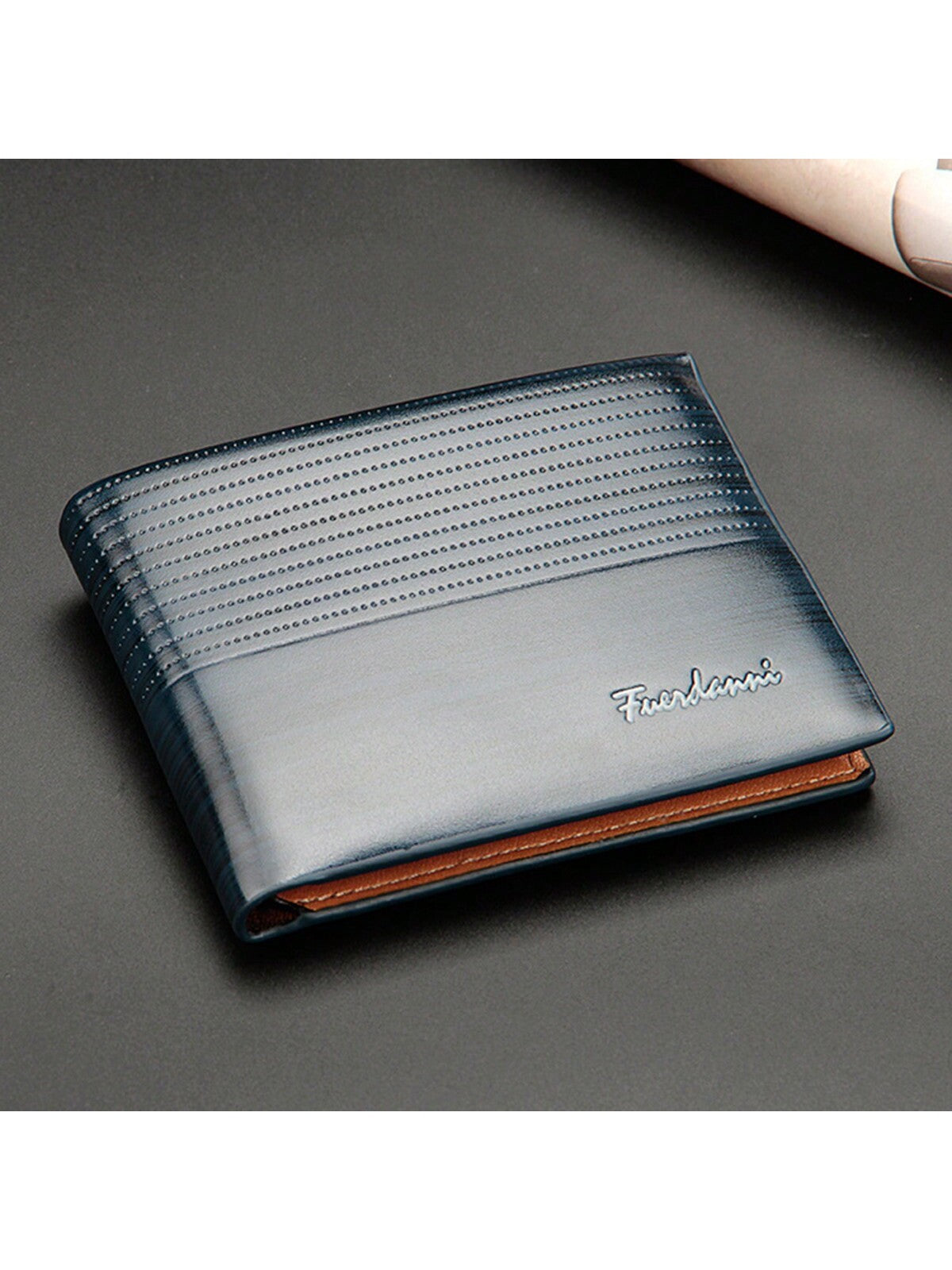 1pc Casual Men'S Short Embossed Wallet With Creative Thin Design