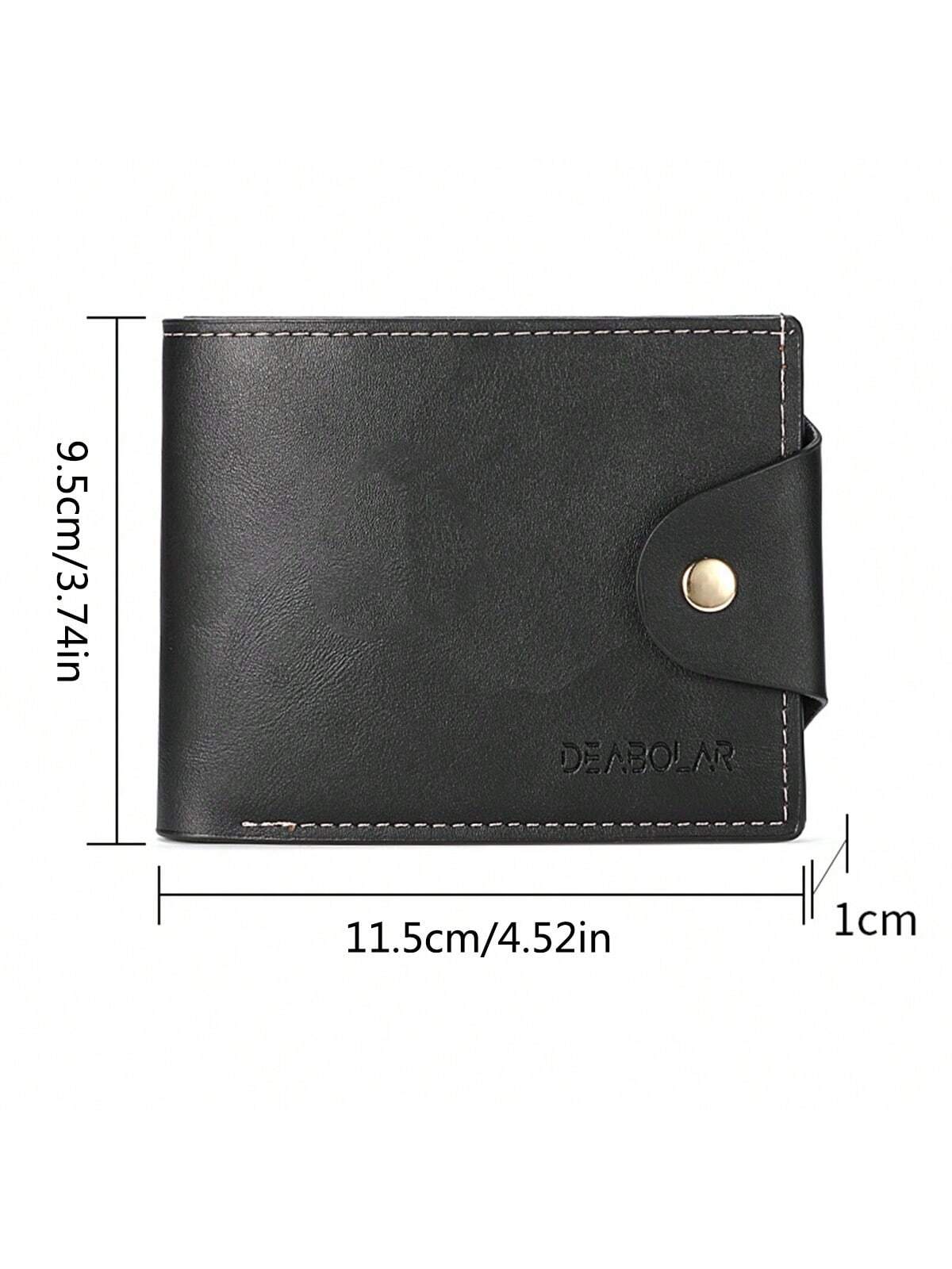 1pc Retro European And American Style Short Soft Pu Leather Wallet For Men With Business Clasp