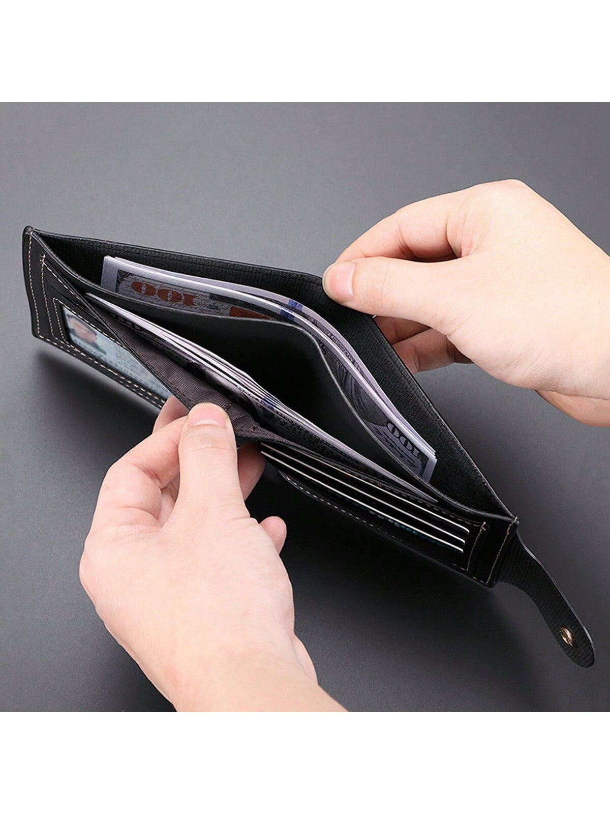 1pc Retro European And American Style Short Soft Pu Leather Wallet For Men With Business Clasp