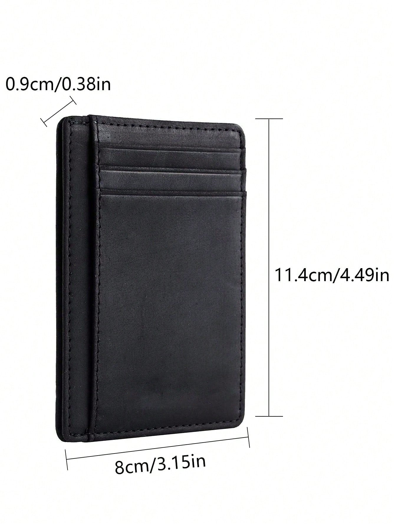 1pc Men'S Ultra-Thin Rfid Blocking Minimalist Pu Leather Wallet With Front Pocket, Black, Medium