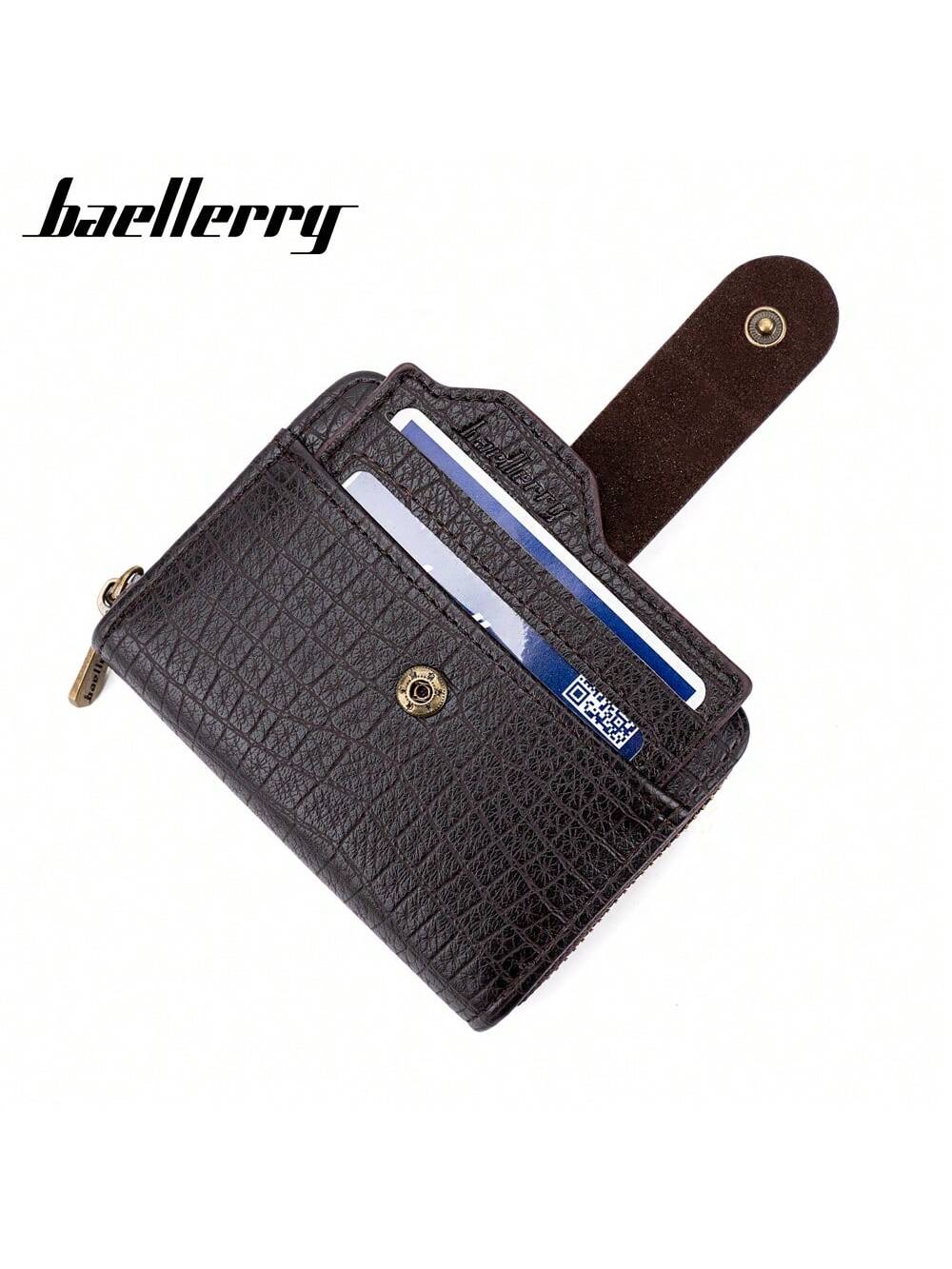 1 14 Card Slot Pu Leather Men'S Buckle Credit Card Storage Bag Unisex Id Bag Retro Zipper Card Holder Coin Purse