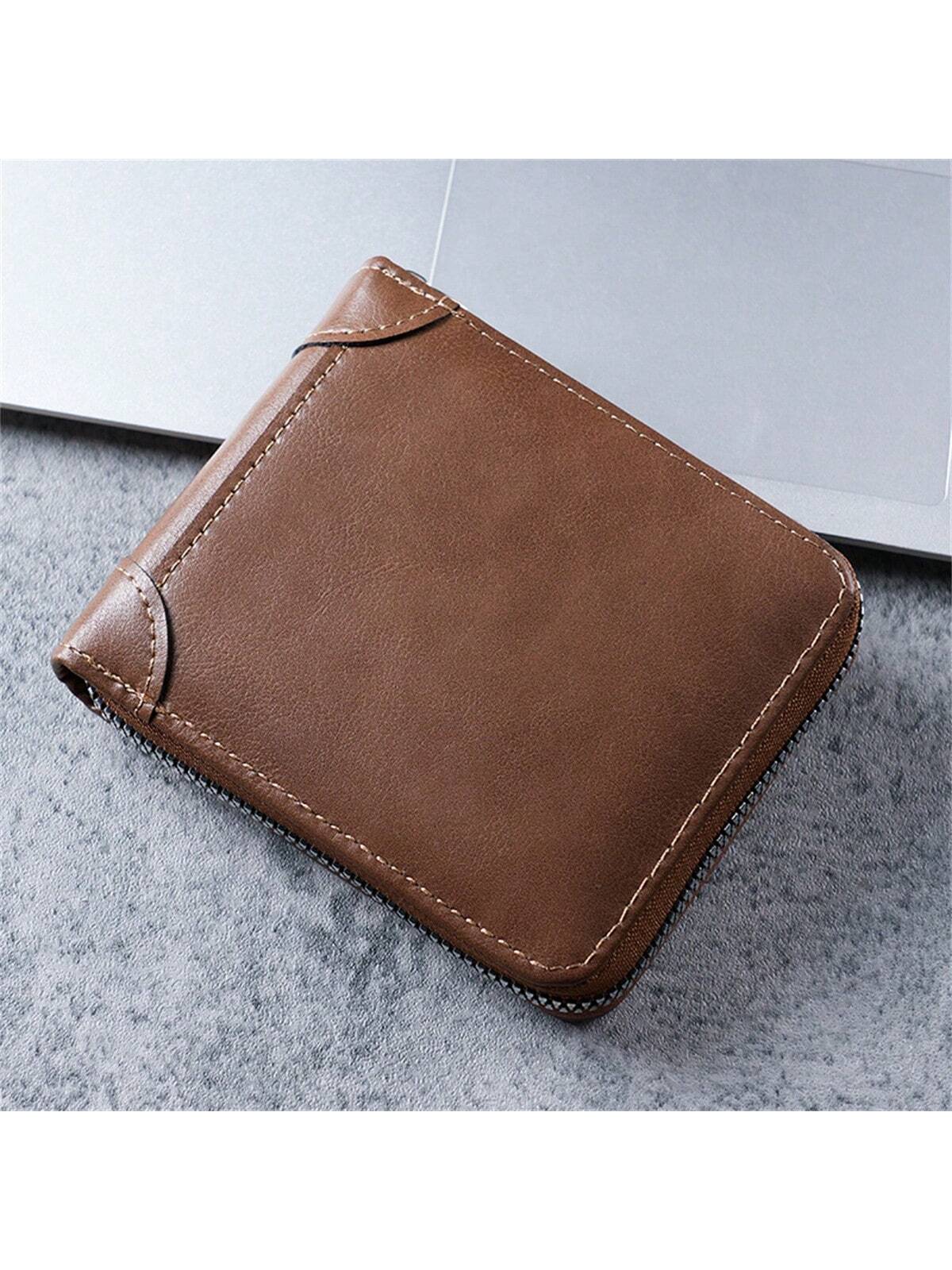 New Men'S Short Wallet, Multifunctional Driver'S License Card Holder, Coin Purse, Teenager Brand Zipper Wallet