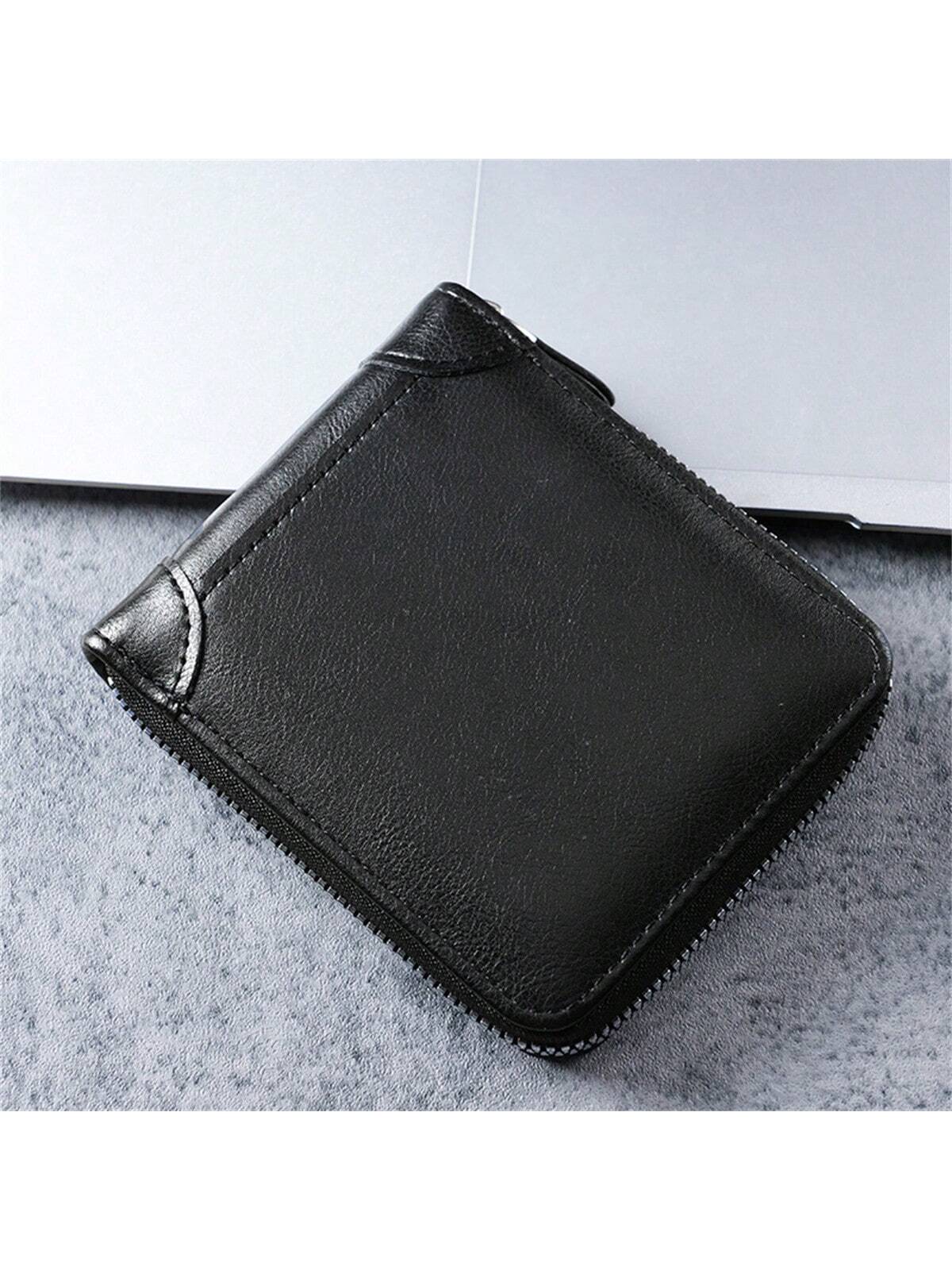 New Men'S Short Wallet, Multifunctional Driver'S License Card Holder, Coin Purse, Teenager Brand Zipper Wallet