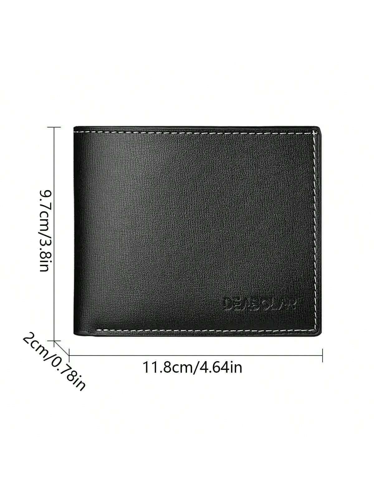 1pc Casual 'S Wallet Ultra Slim High Capacity Bifold Short Horizontal Men'S Leather Wallet