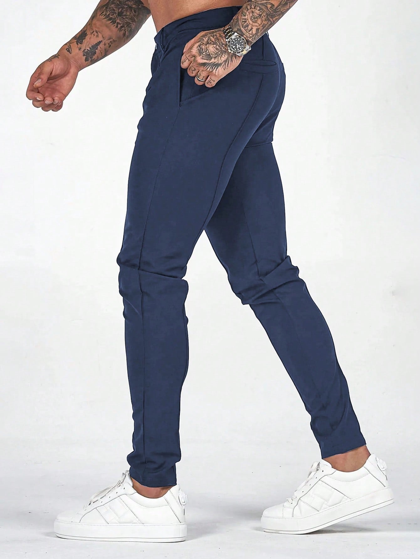 Men Solid Slant Pocket Pants