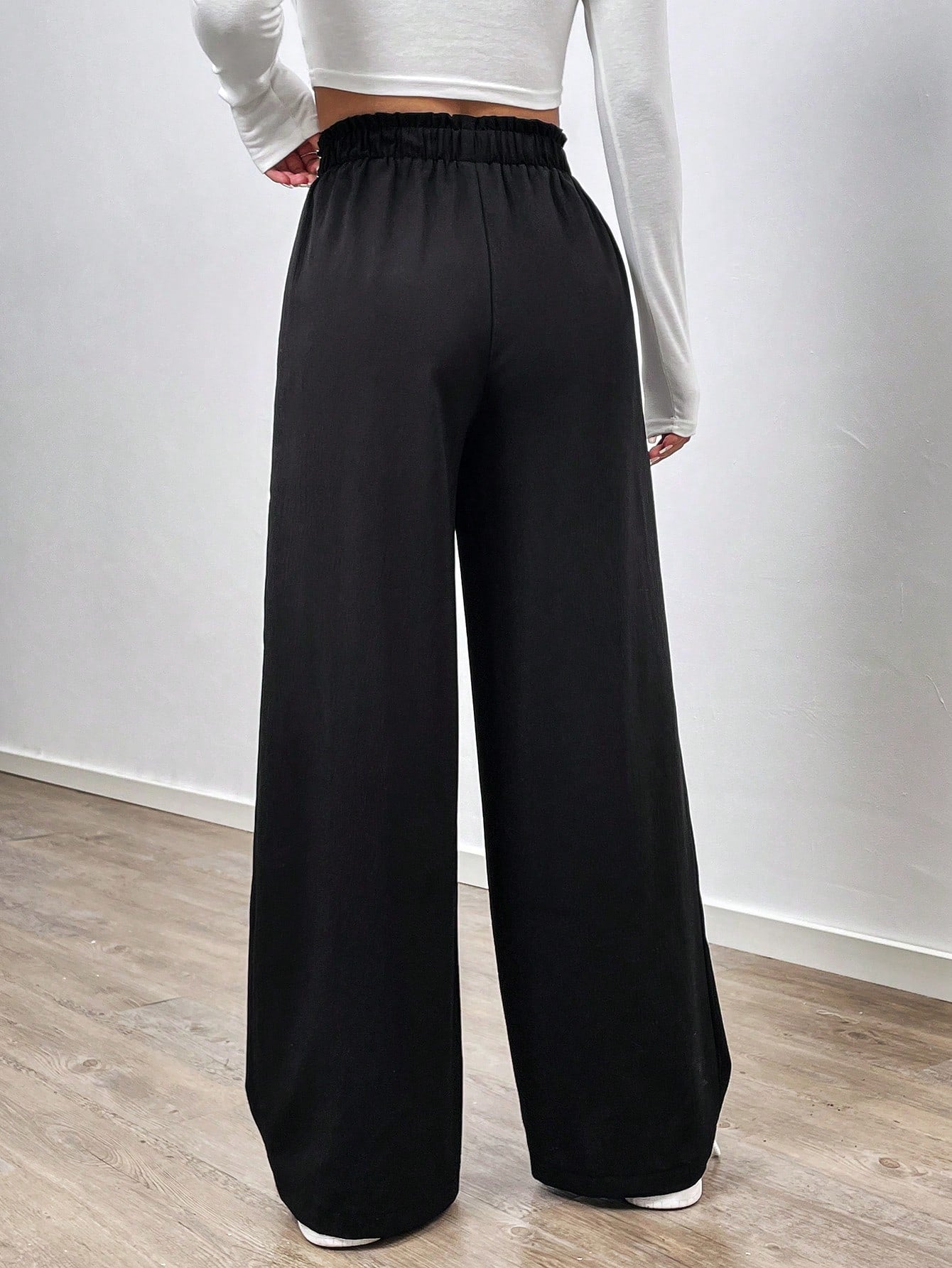 Women'S Loose Wide Leg Pants With Front Tie Knot