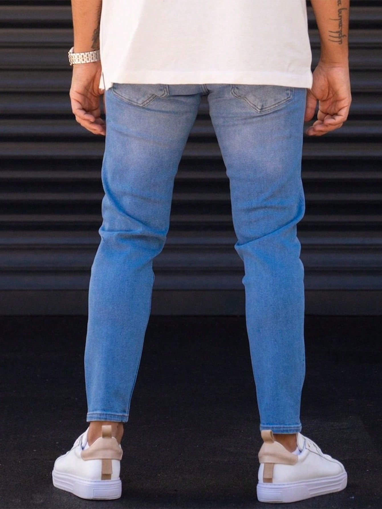 Men Slant Pocket Skinny Jeans