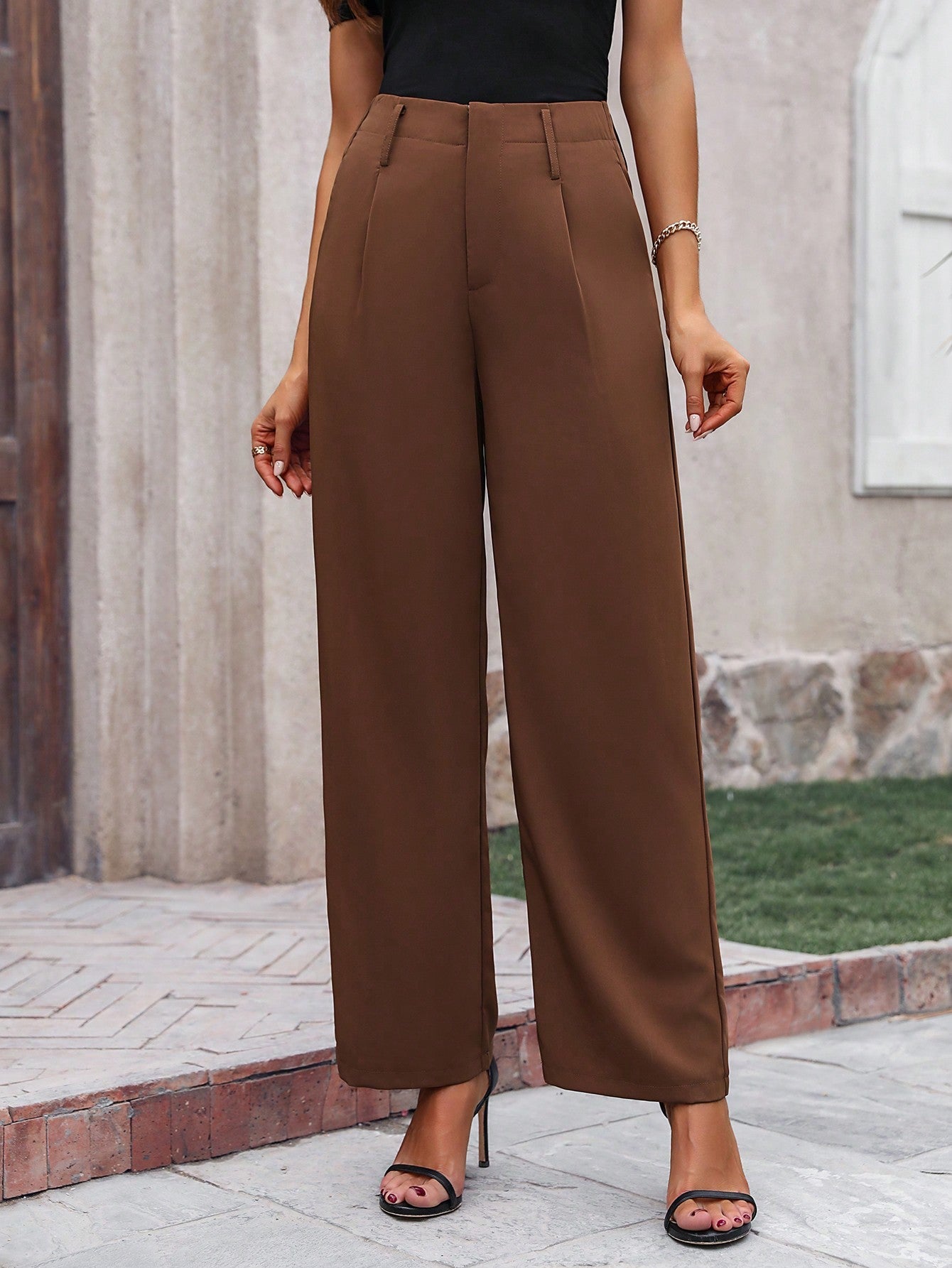 Privé High Waist Slanted Pocket Long Pants