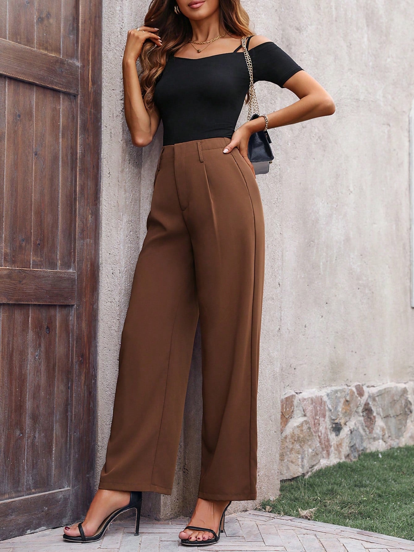 Privé High Waist Slanted Pocket Long Pants