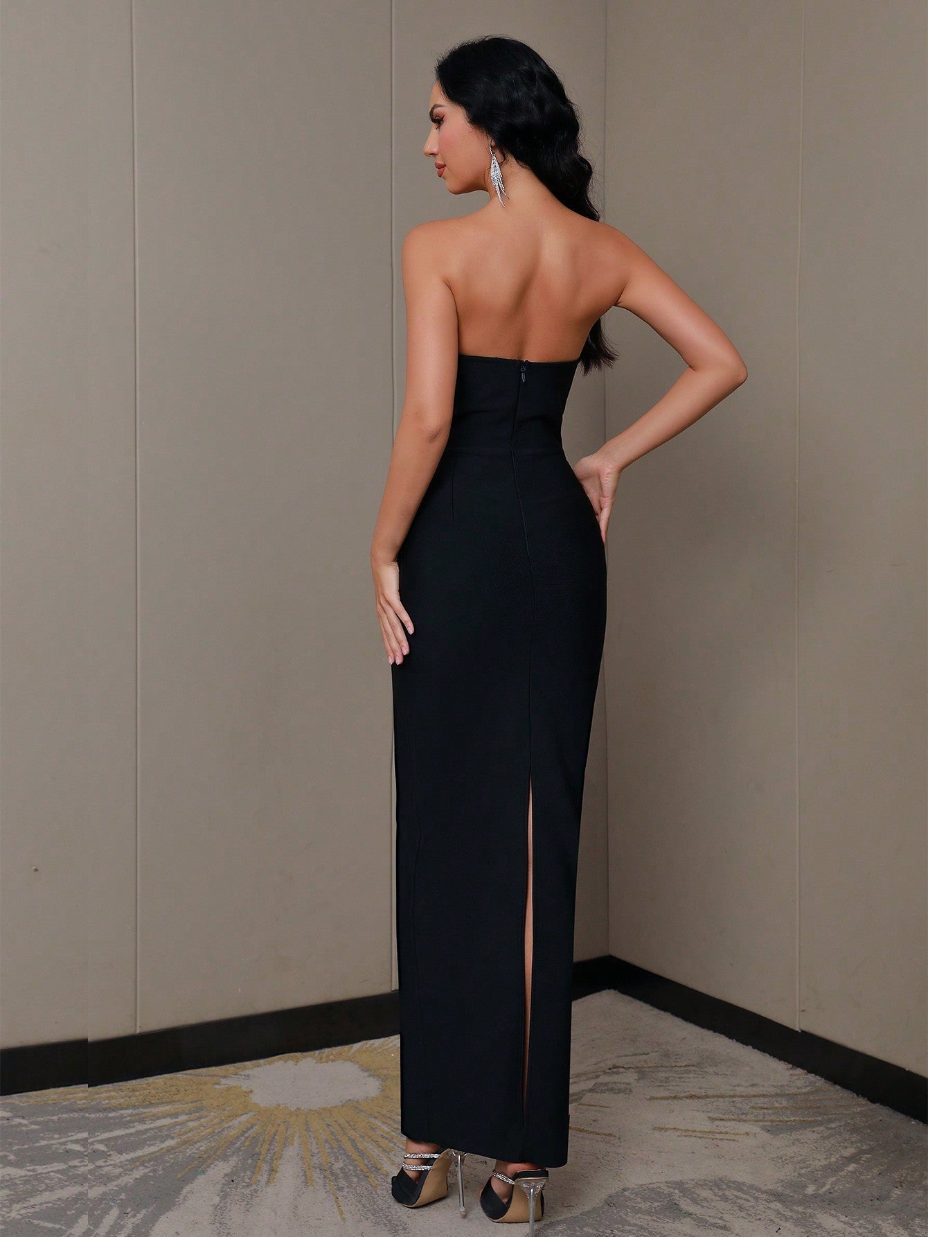 Long Strapless Sexy Bandage Evening Dress