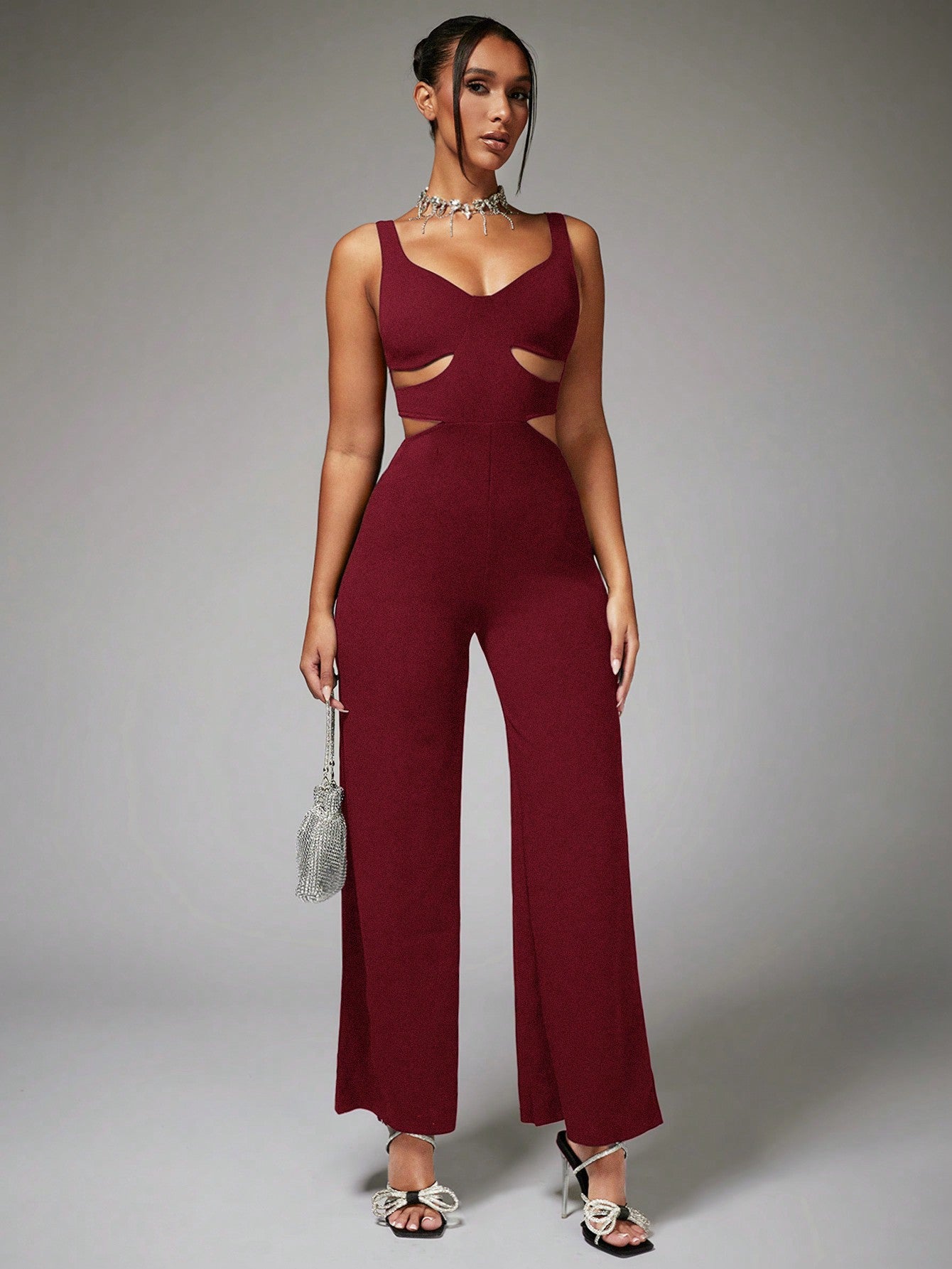 BAE Cut Out Waist Wide Leg Cami Jumpsuit