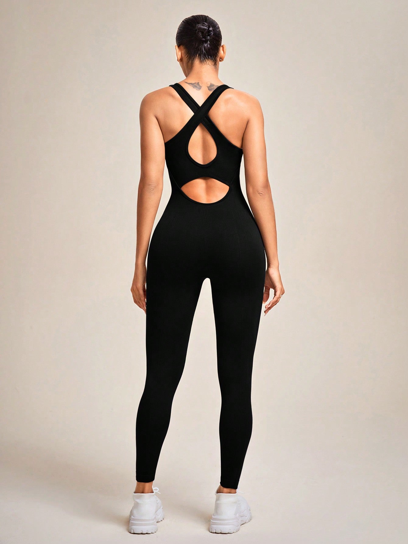 Seamless Thumbholes Sports Jacket & Jumpsuit Set cropped jacket