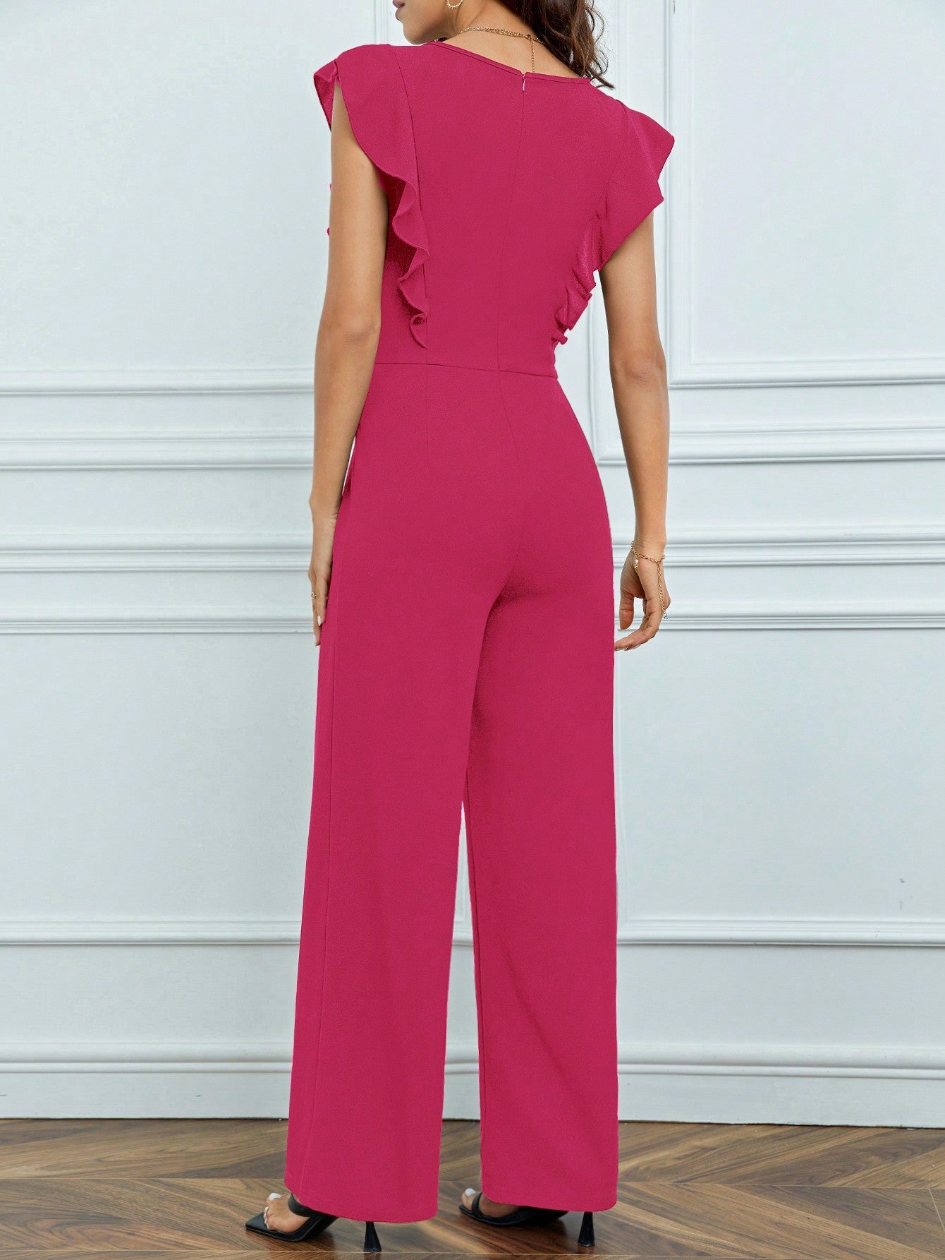 Tall Ruffle Trim Keyhole Back Jumpsuit