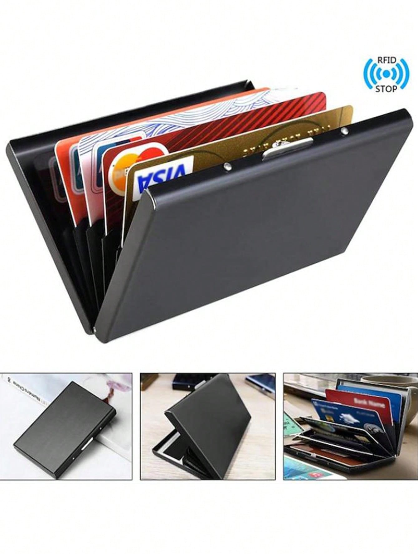 1 PC Change Purses Credit Card Holders Business Card Holder Case Stainless Steel Metal Shell Name Card Holder Waterproof Pocket Multi Function For Women Men