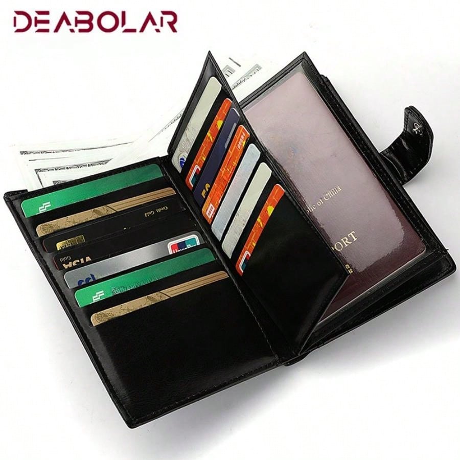 New Large-Capacity Men'S Wallet With Driver'S License & Card Holder, Multi-Functional Passport Wallet