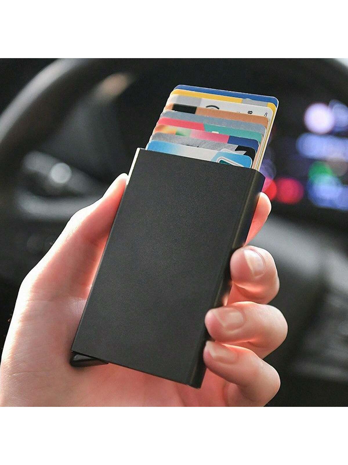 1pc Credit Card Holder, Business Card Case, Automatic Card Wallet, Anti-Magnetic Metal Card Sleeve