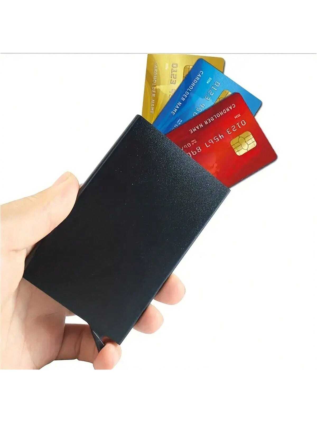 1pc Credit Card Holder, Business Card Case, Automatic Card Wallet, Anti-Magnetic Metal Card Sleeve