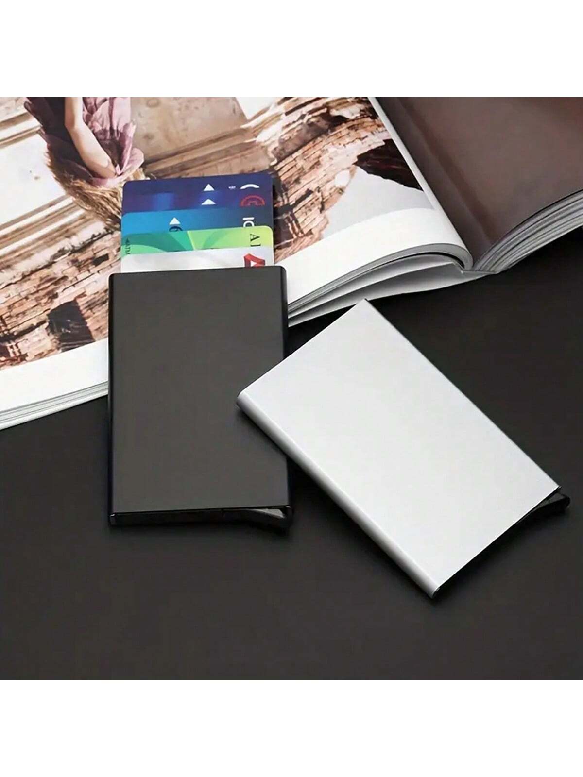 1pc Credit Card Holder, Business Card Case, Automatic Card Wallet, Anti-Magnetic Metal Card Sleeve