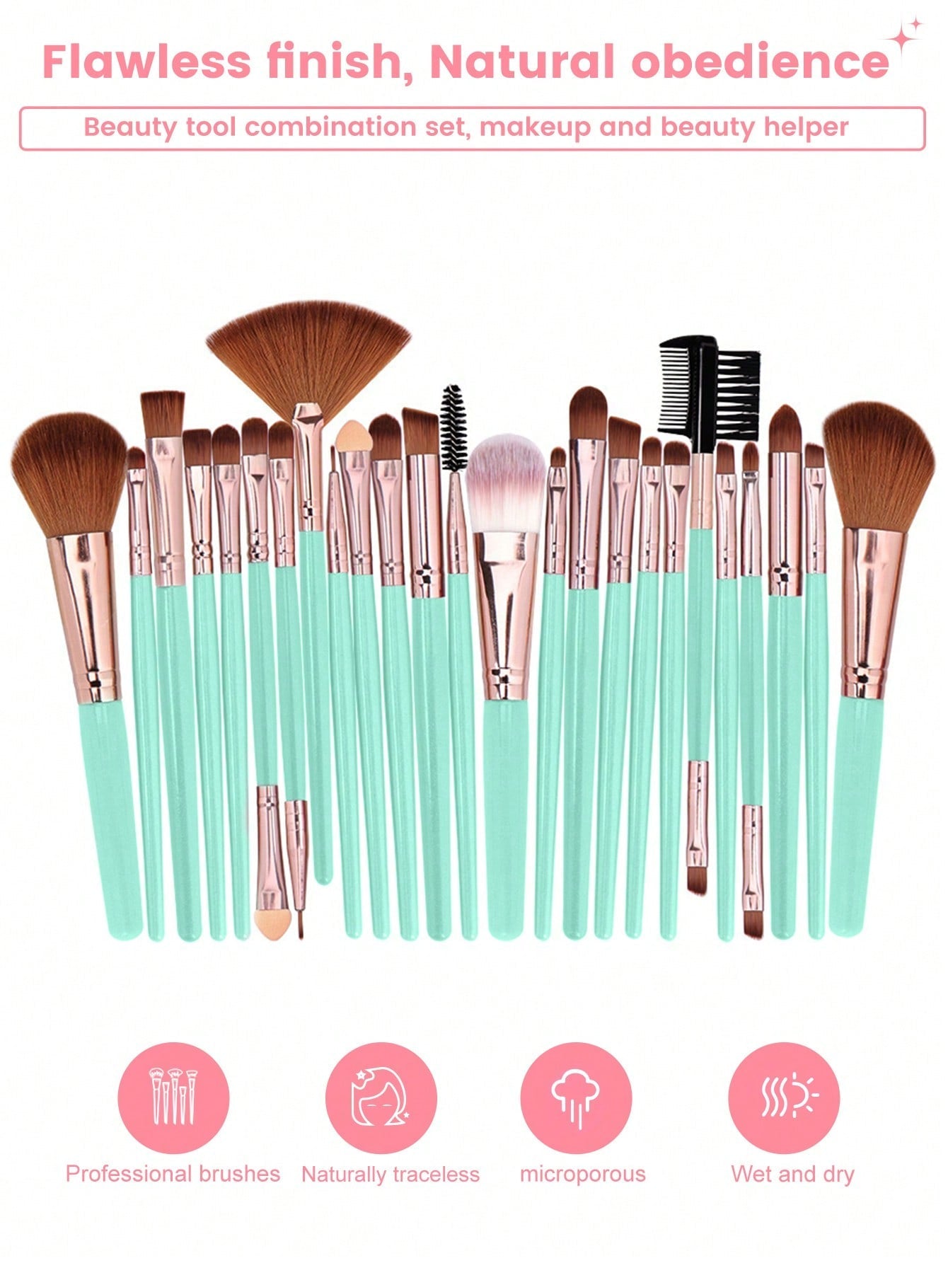 6PCS Makeup Puff Set+1PCS Makeup brush cleaning bowl+25PCS makeup brush sets Premium Synthetic hair  Eyeshadow Blending brush sets cosmetics tools for face and eyes