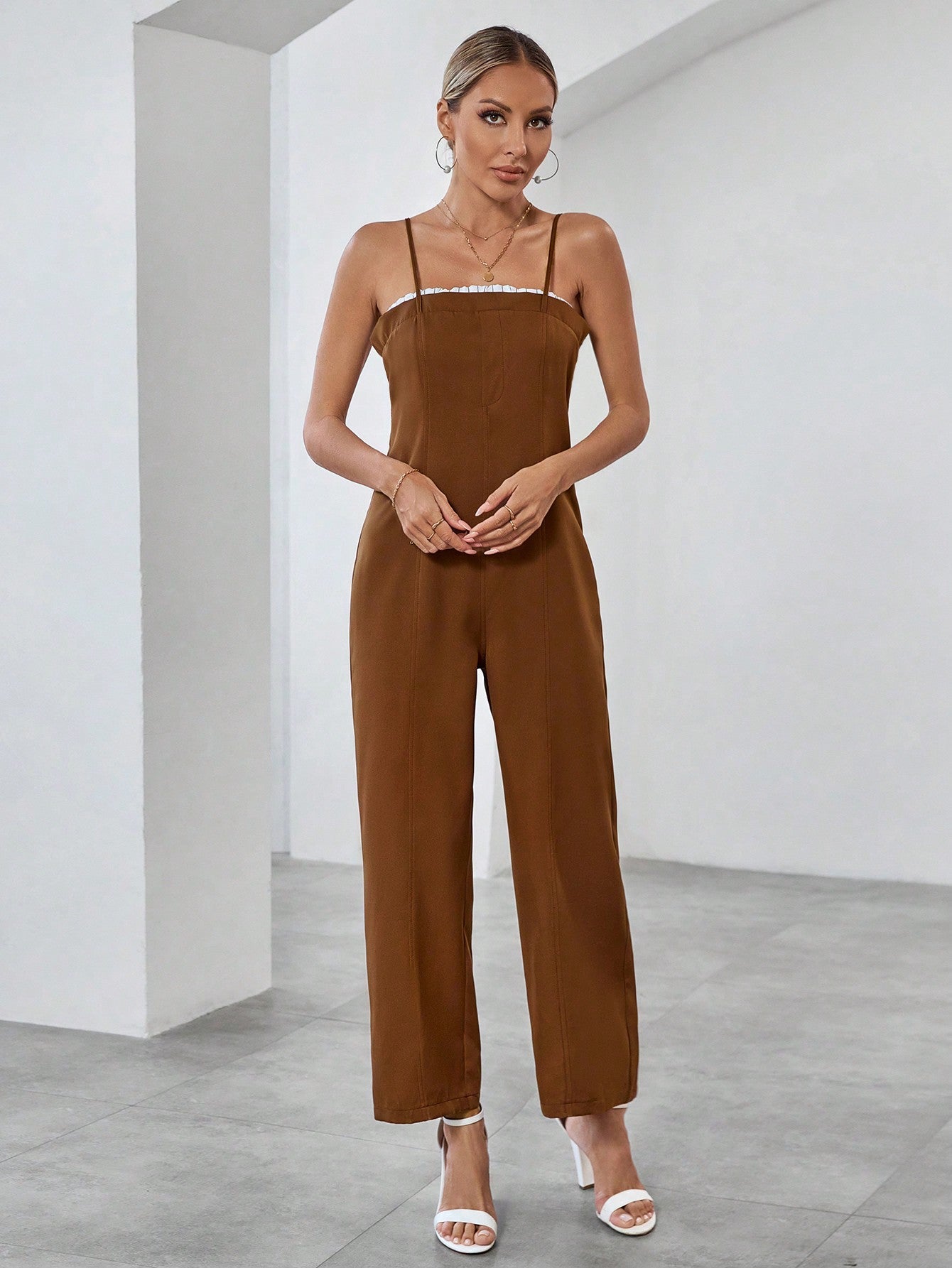 Privé Solid Color Strapless Jumpsuit