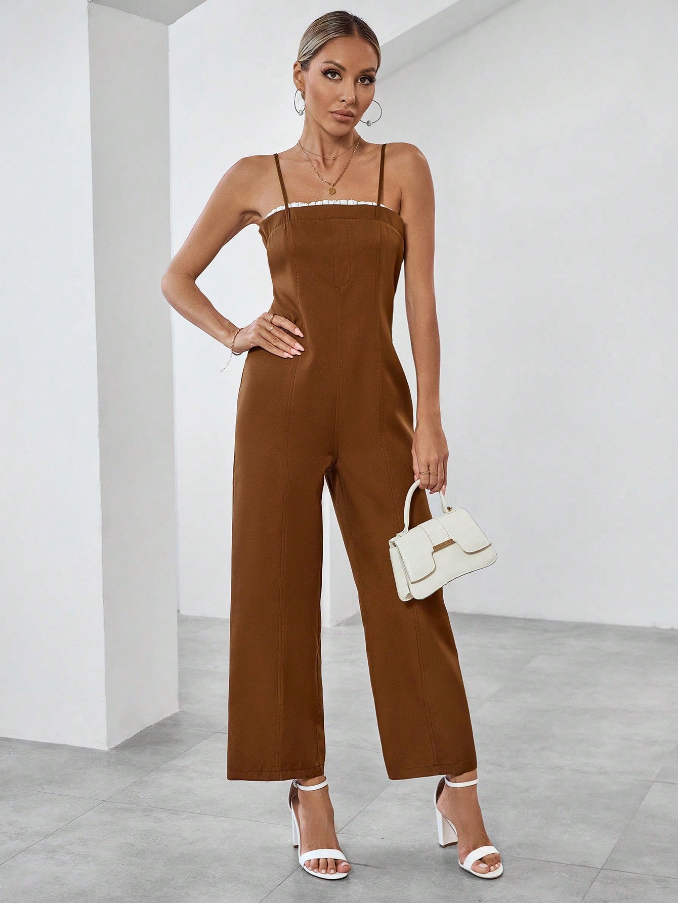 Privé Solid Color Strapless Jumpsuit