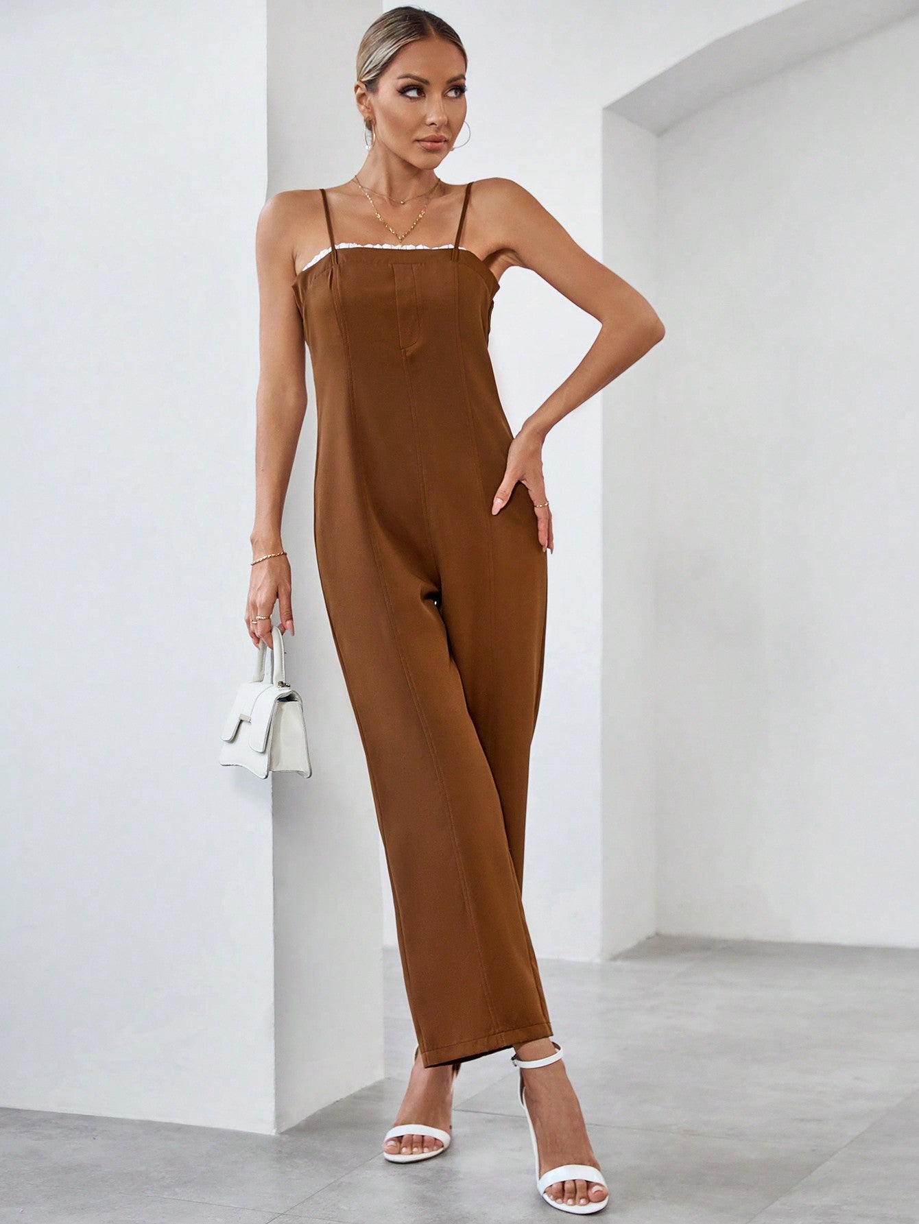 Privé Solid Color Strapless Jumpsuit