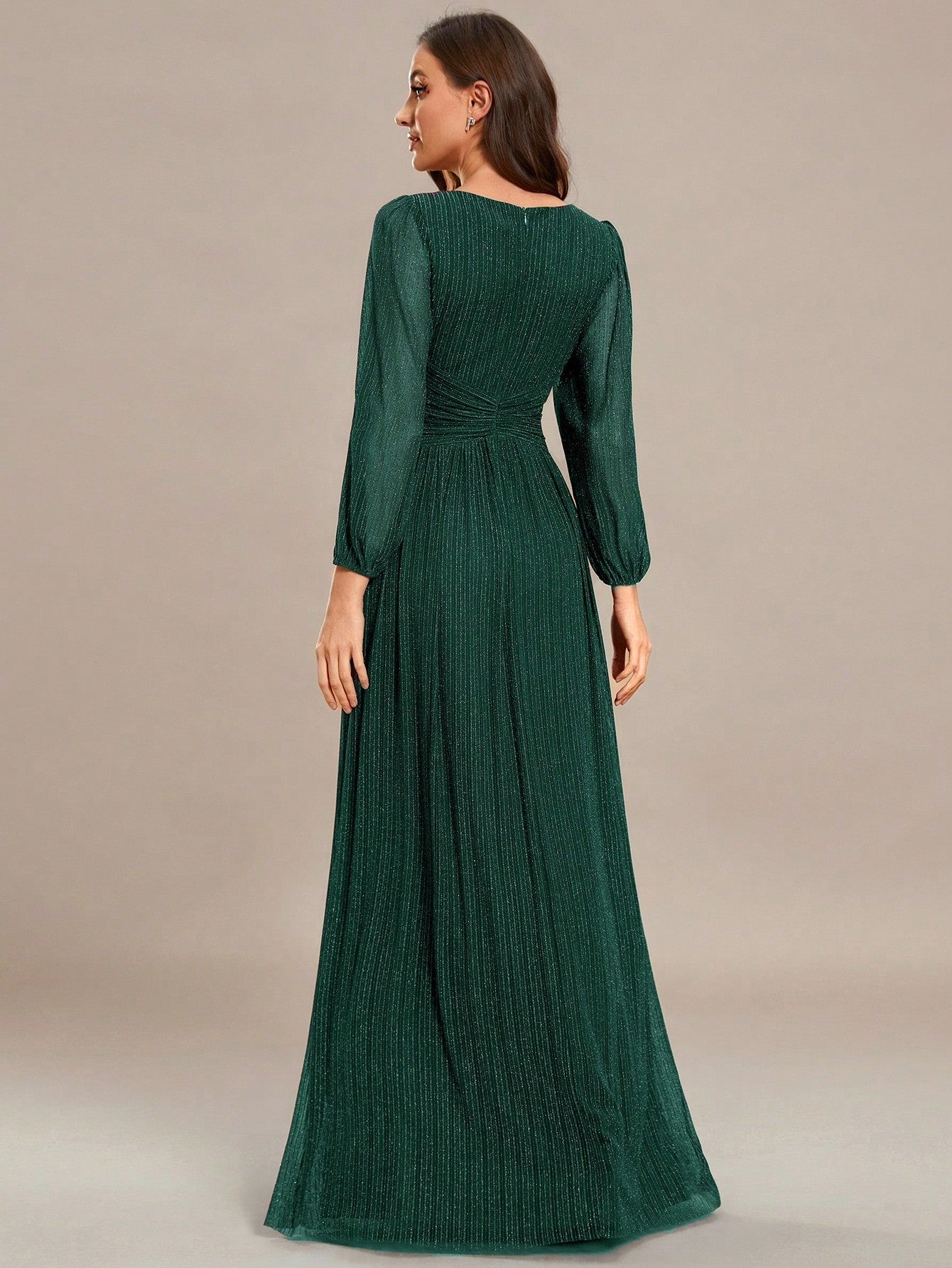 EVER-PRETTY Deep V-Neck Lantern Sleeve Sexy Evening Dress